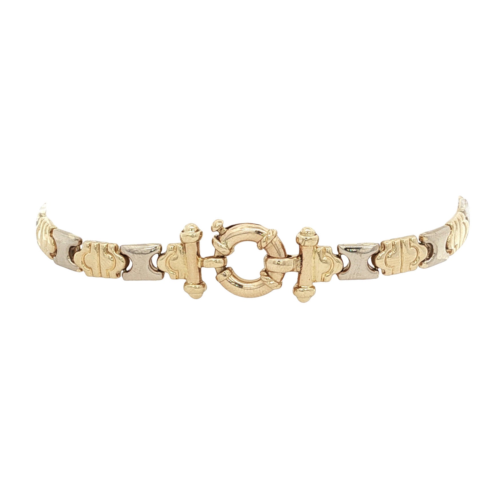 Bicolour gold vintage fantasy bracelet 14 kt