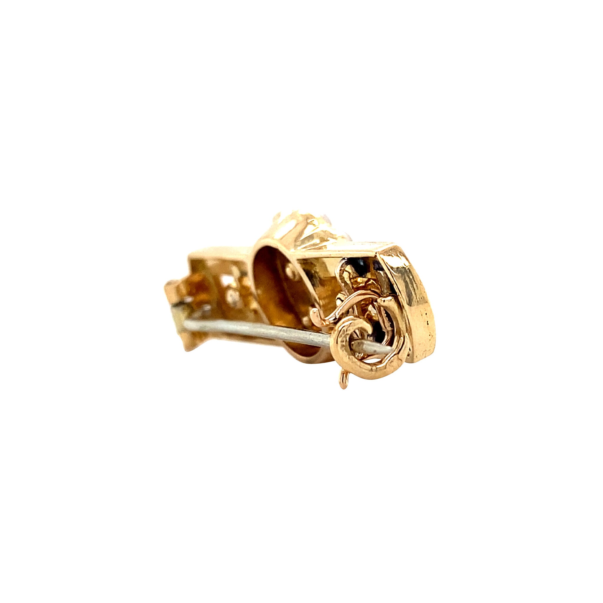 Vintage 18 kt gold entourage brooch with pearl