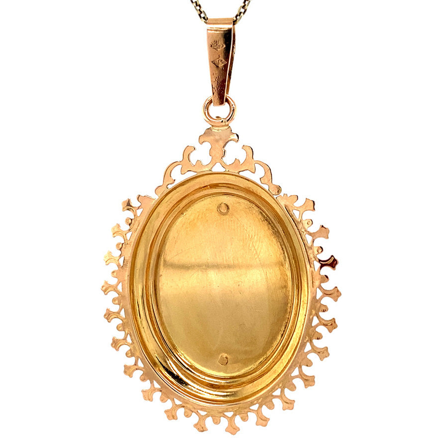 Vintage 18 kt gold pendant with pearl