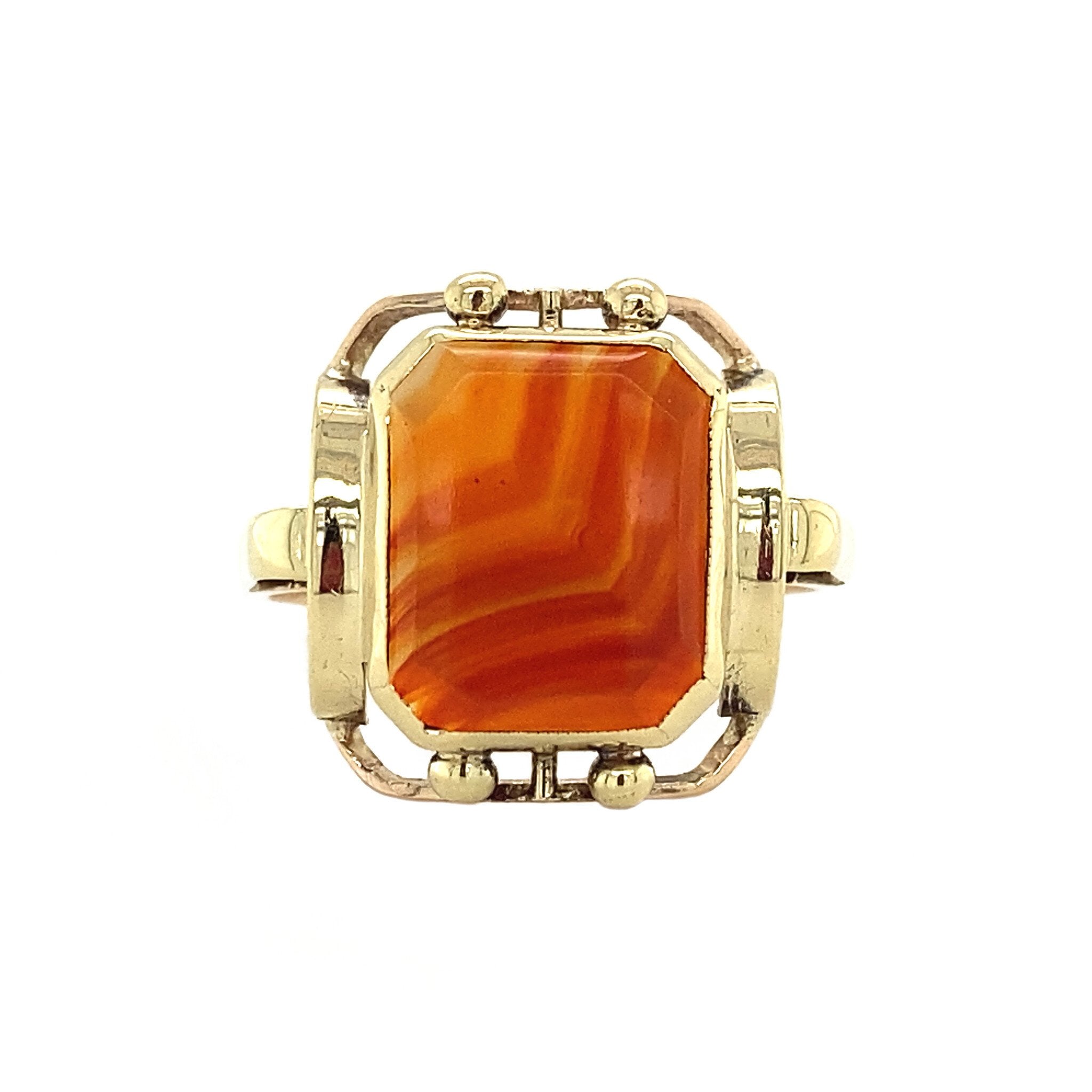 Ring met streepagaat 12 krt
