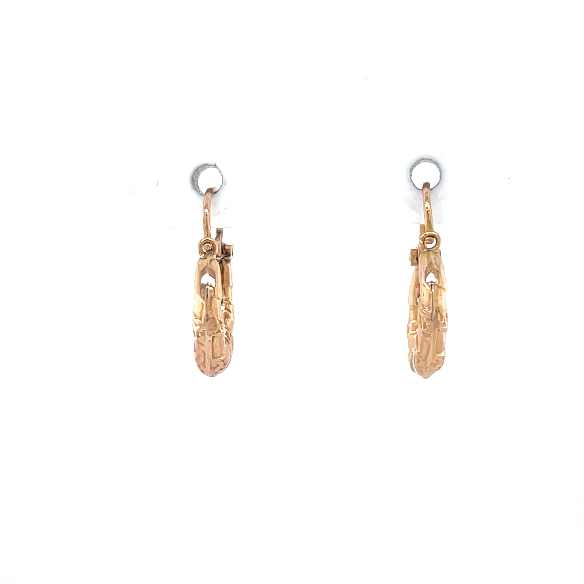 Roségouden vintage fantasie oorringen 14 krt
