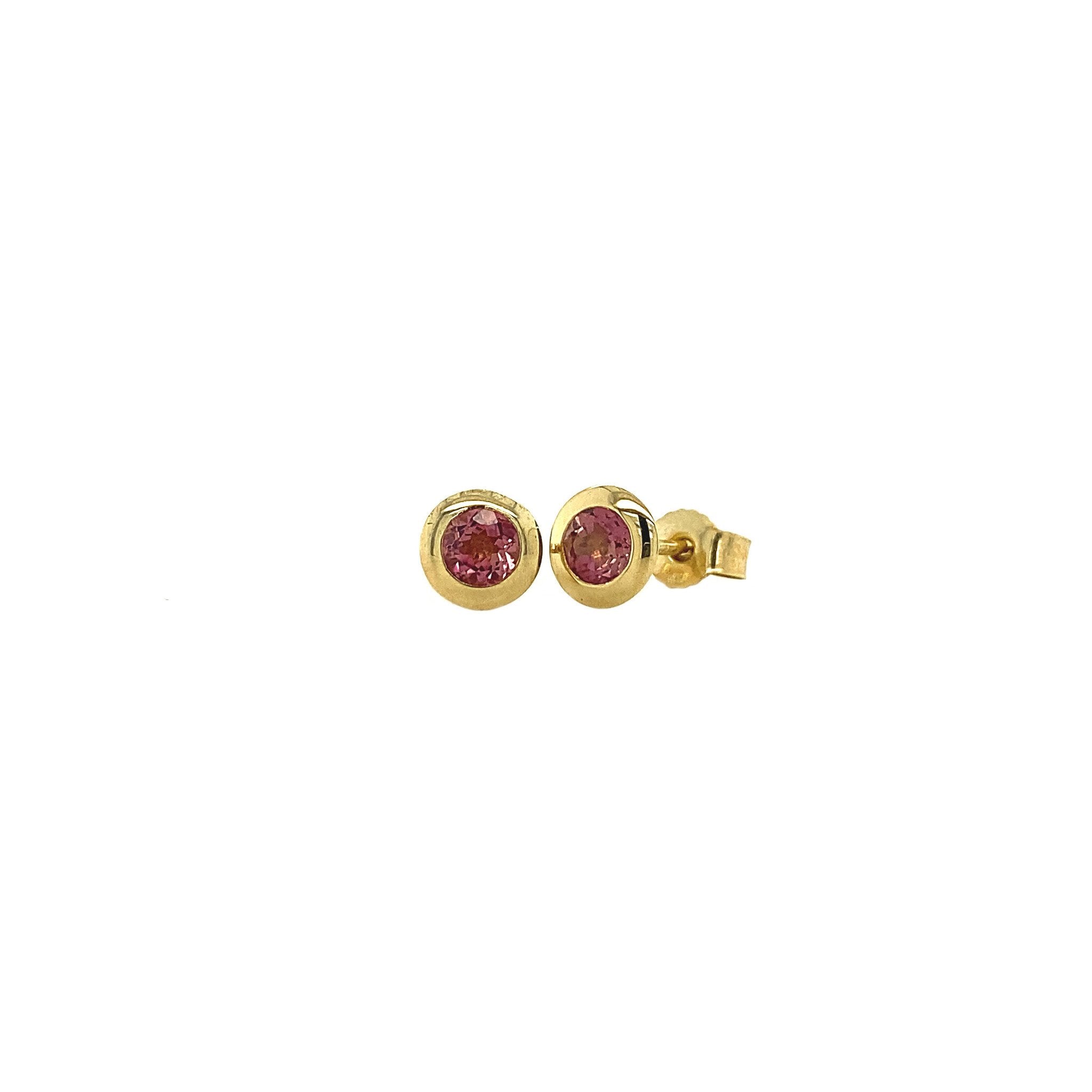 14 kt gold stud earrings with pink tourmaline
