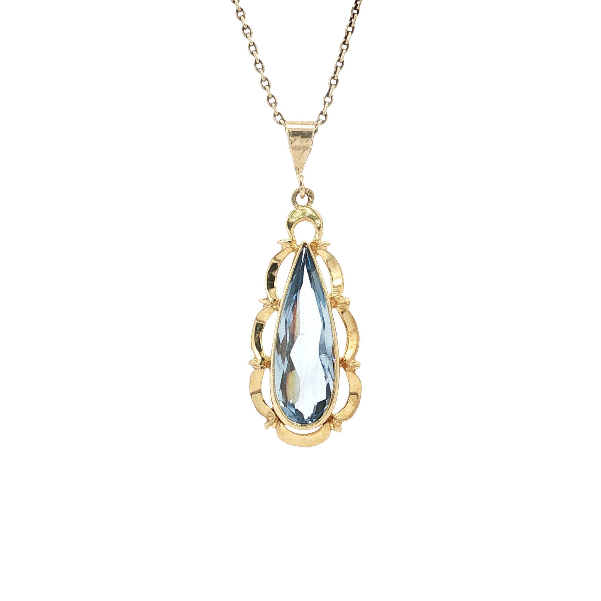 Gouden vintage hanger met spinel 14 kt