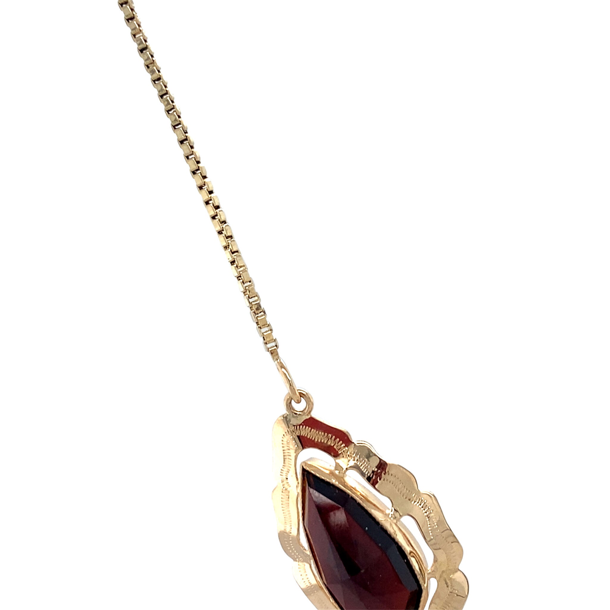 Vintage gold necklace with garnet, 14 kt
