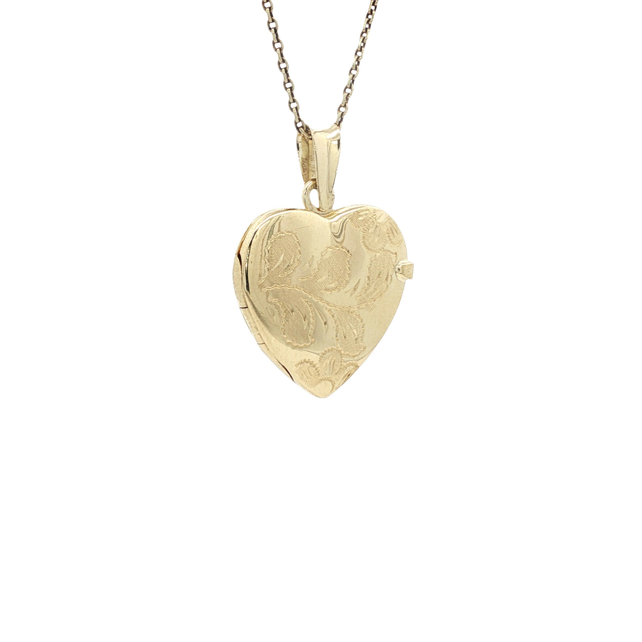 Gouden vintage hart medaillon met gravure 14 kt