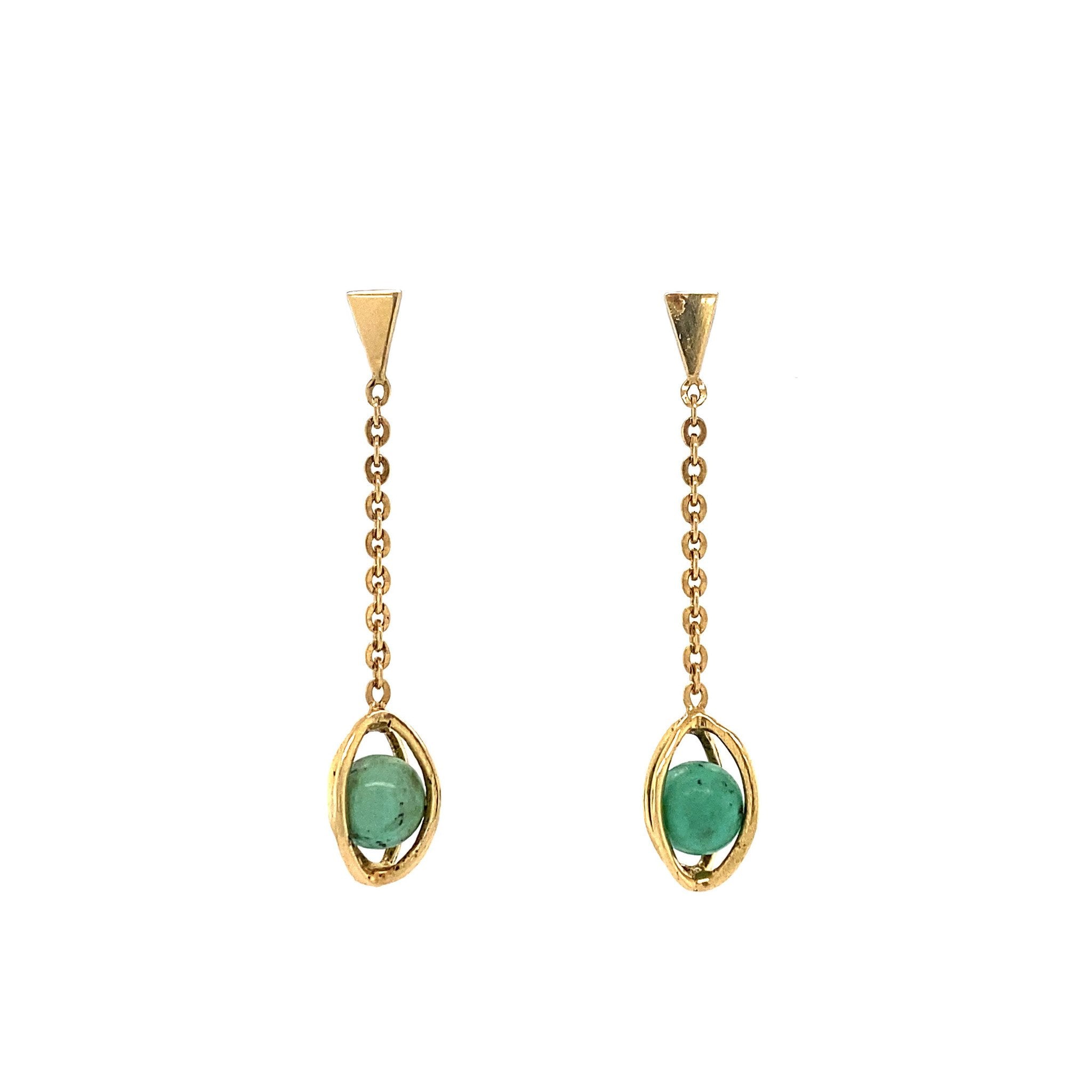 Gold stud earrings with turquoise 18 kt