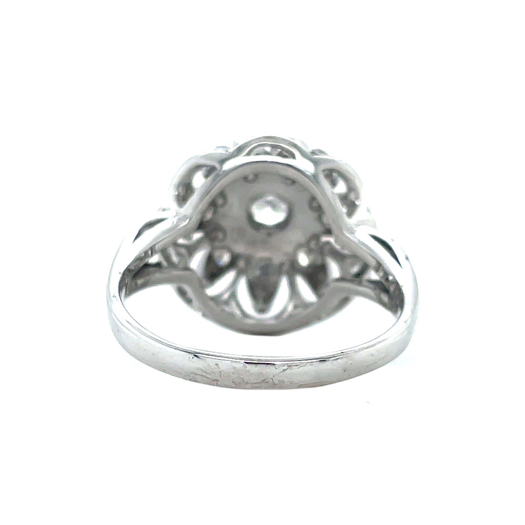 White gold vintage entourage ring with diamond 14 kt