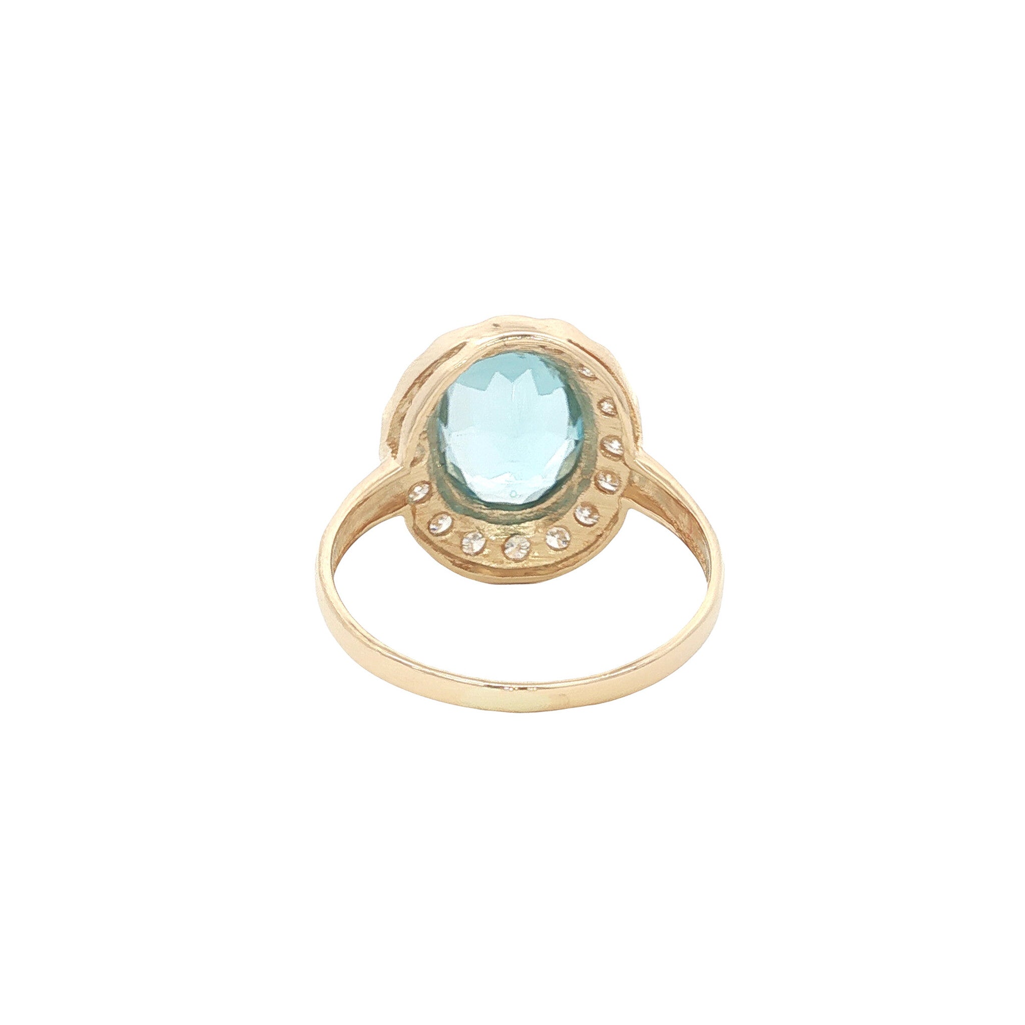 14 kt gold ring with topaz and diamond