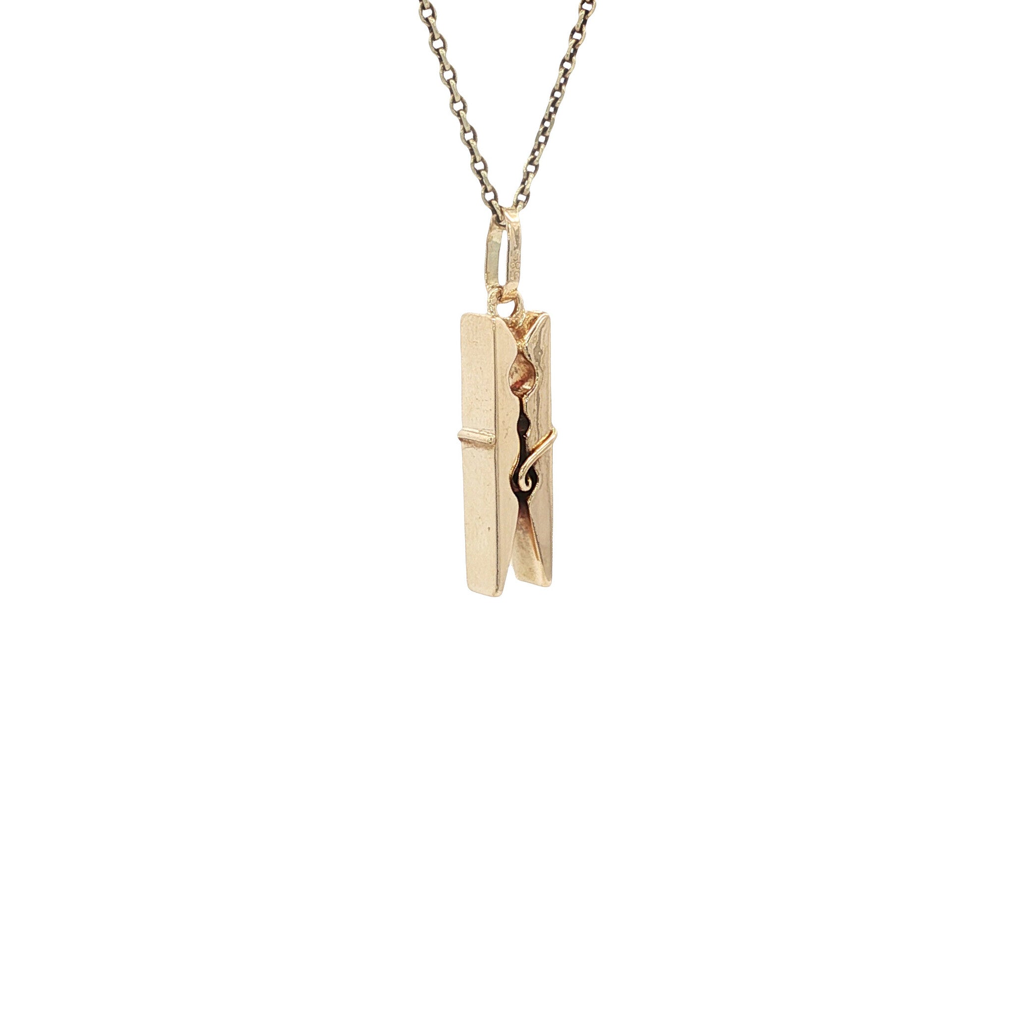 Golden vintage clip pendant 14 kt