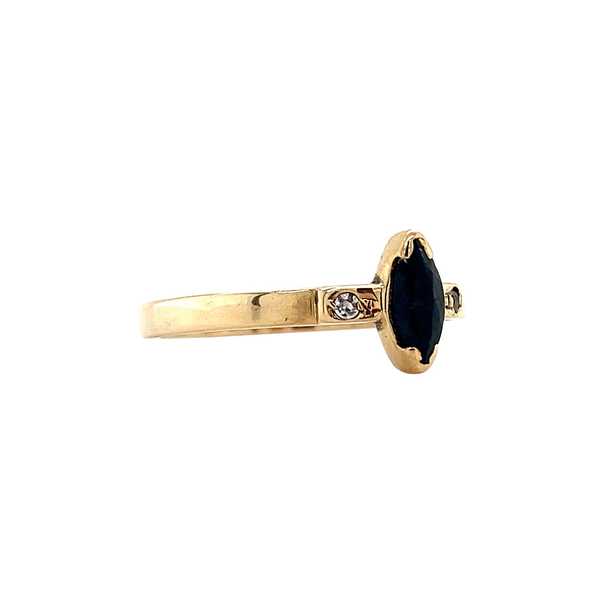 Ring met saffier en zirkonia 12 krt