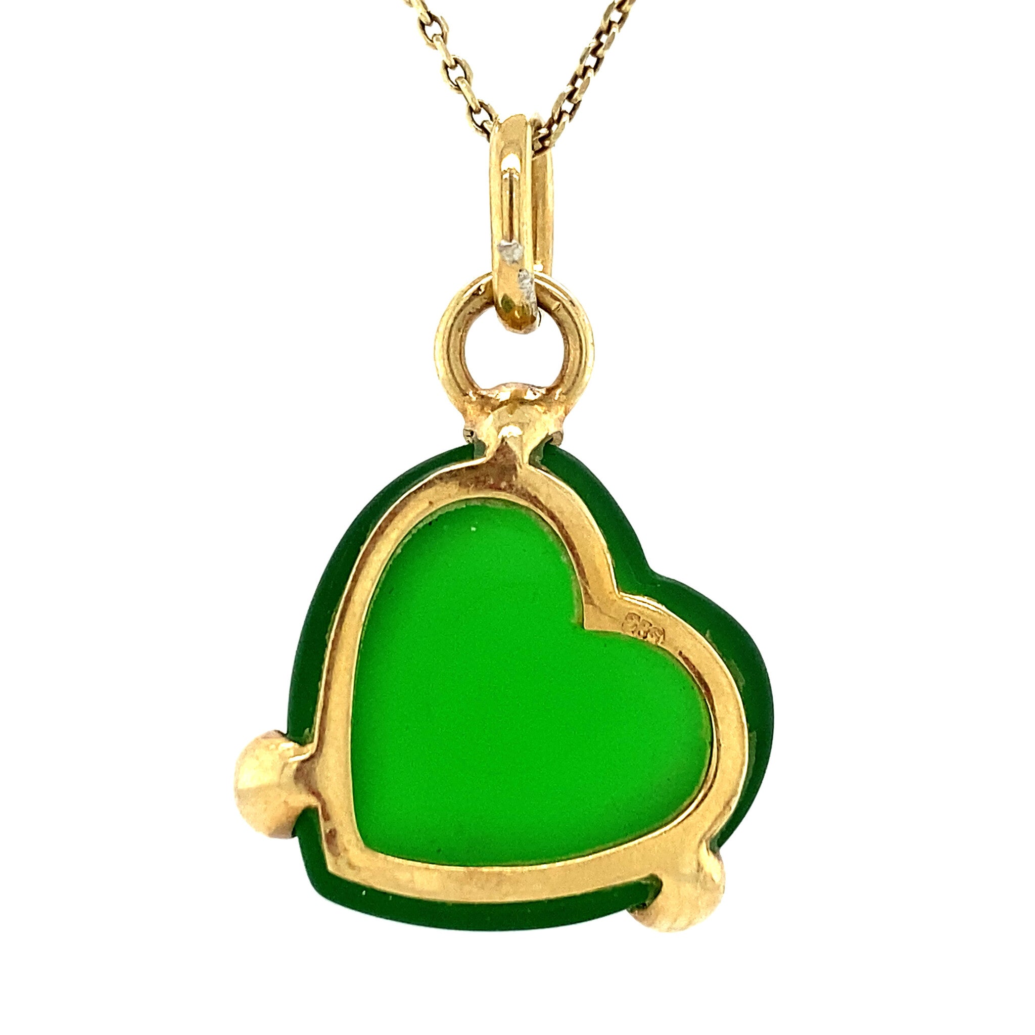 Gouden hart hanger met groen zeeglas 14 krt