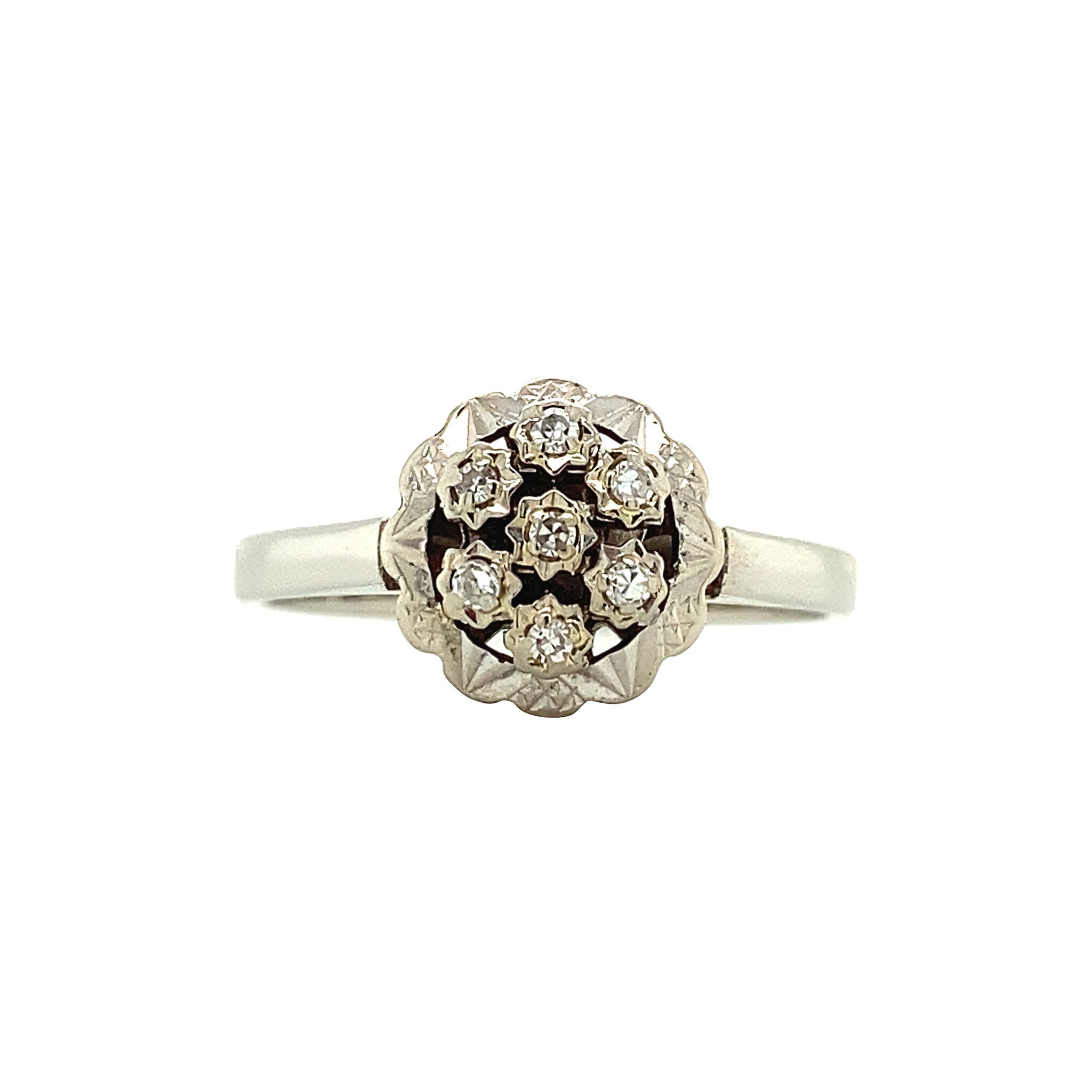 14 kt white gold diamond halo ring