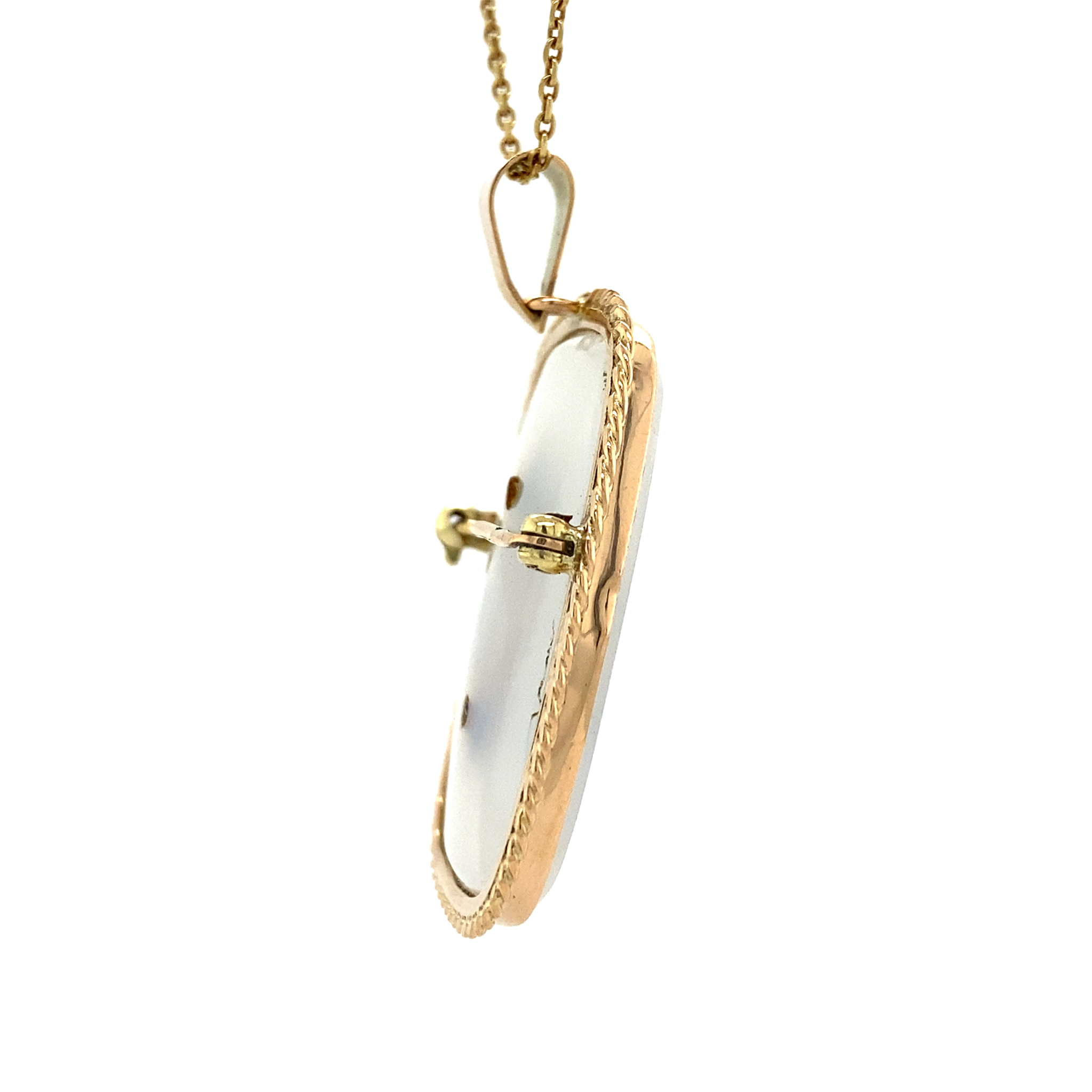 Gouden hanger met agaat en diamant 14 krt/925