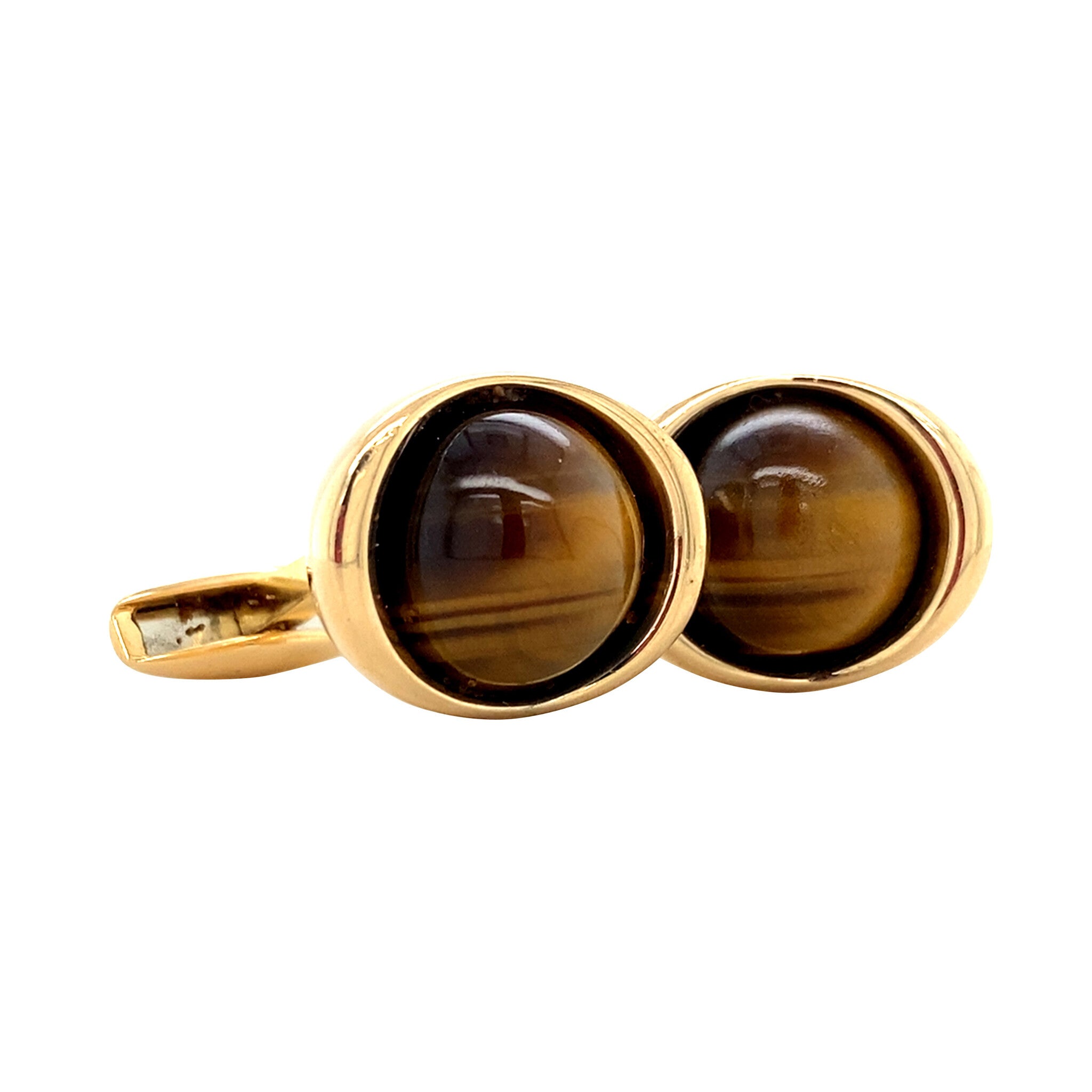 Vintage gold cufflinks with tiger's eye, 18 kt