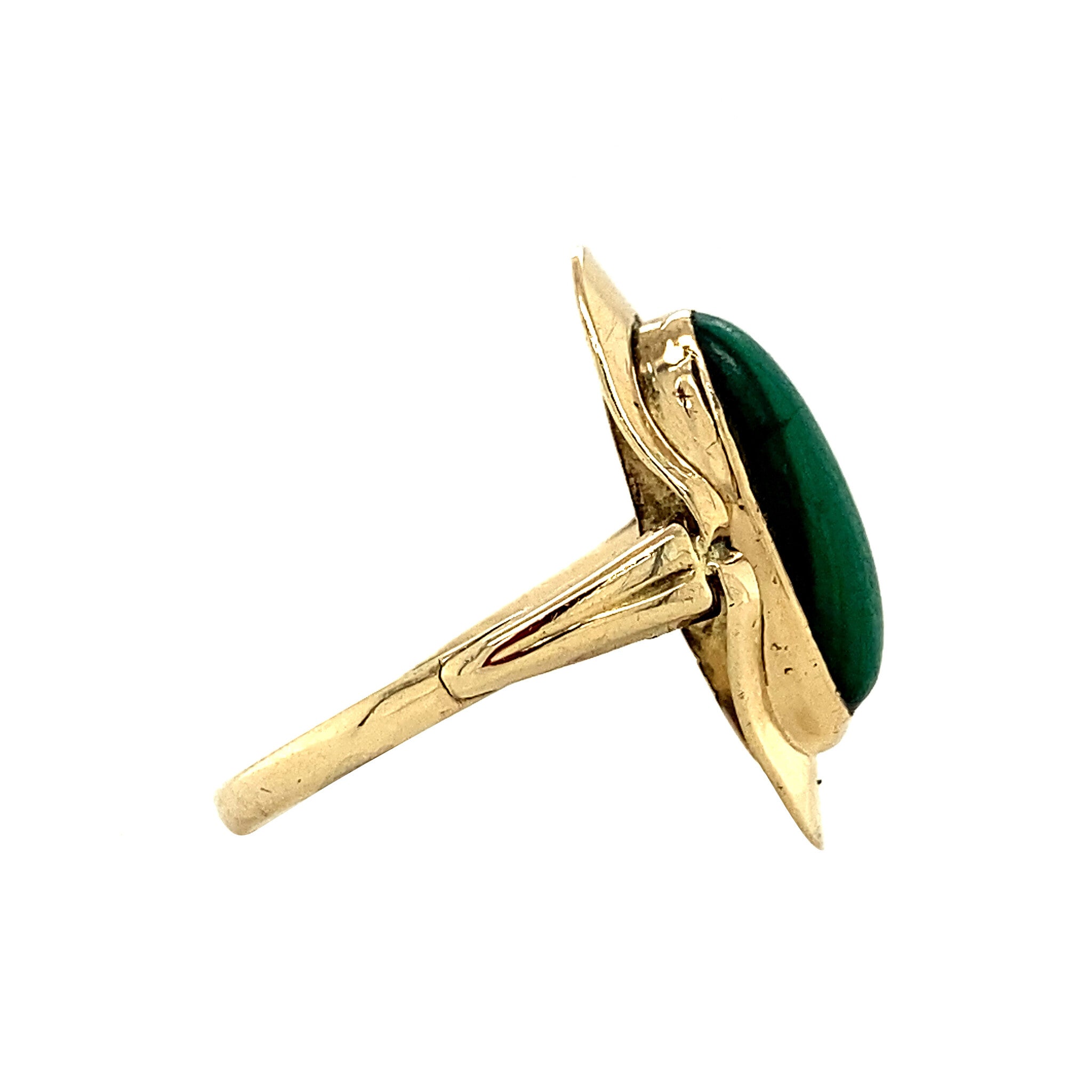 Gouden ring met malachiet 14 krt