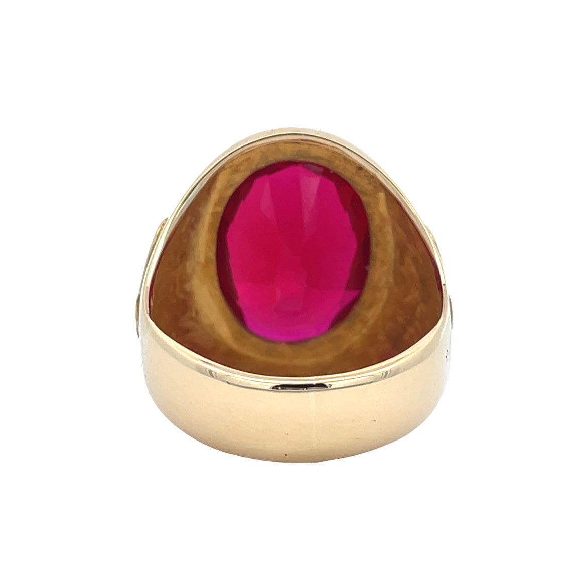 Gouden vintage ring met robijn 14 kt