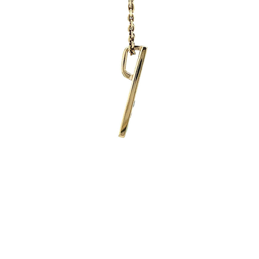 Gouden vintage hanger met smaragd en diamant 14 kt