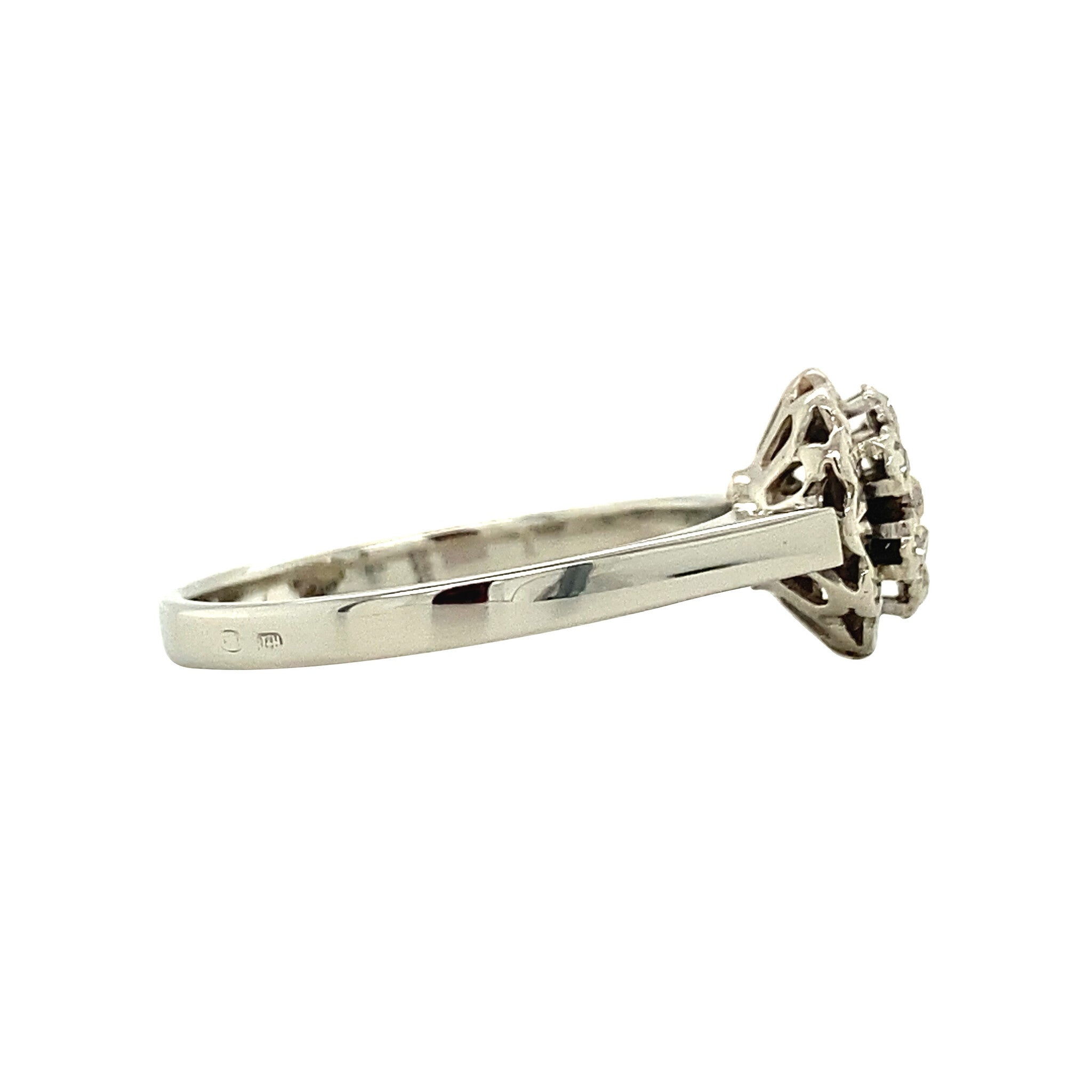 14 kt white gold diamond halo ring