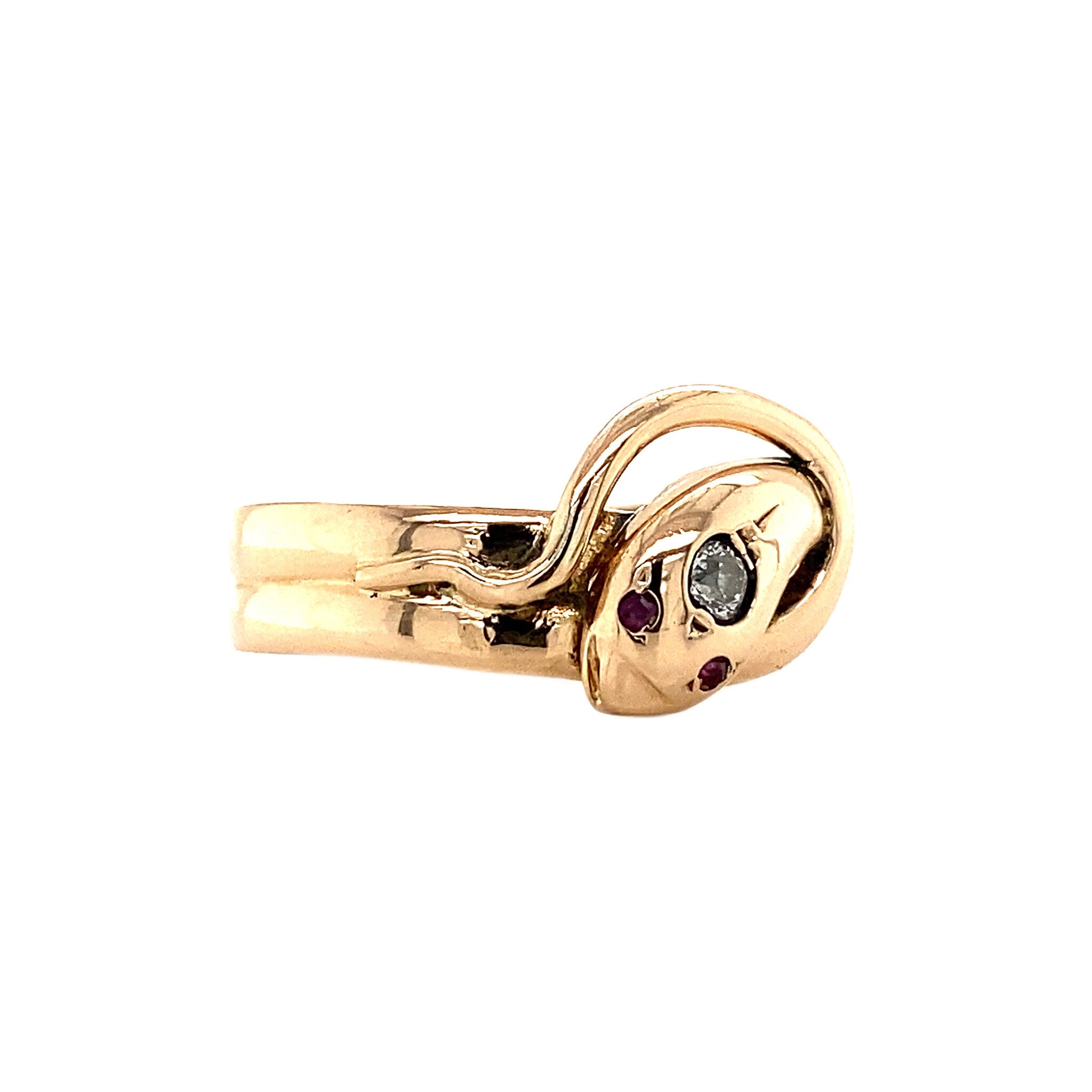 14 kt rose-gold ring with diamond and ruby