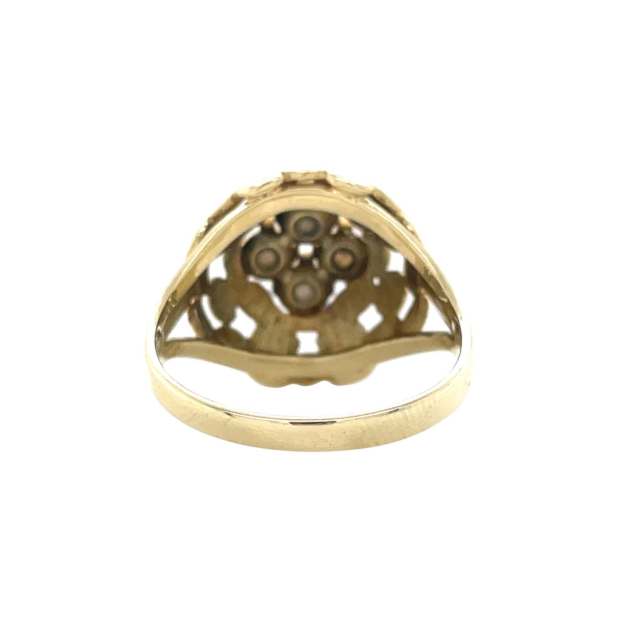 Gouden vintage ring met parel 14 krt