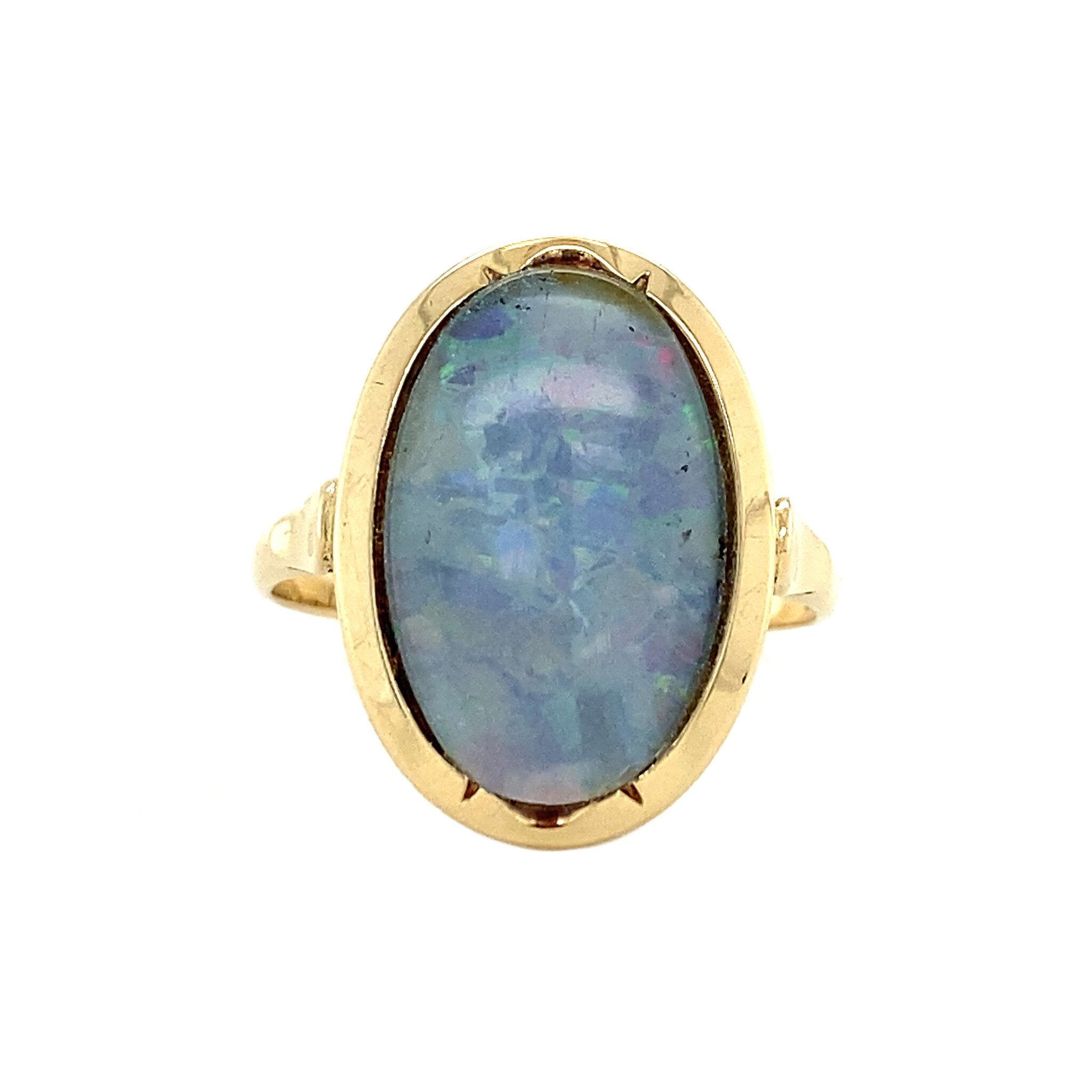 Gold ring with opal triplet 14 kt
