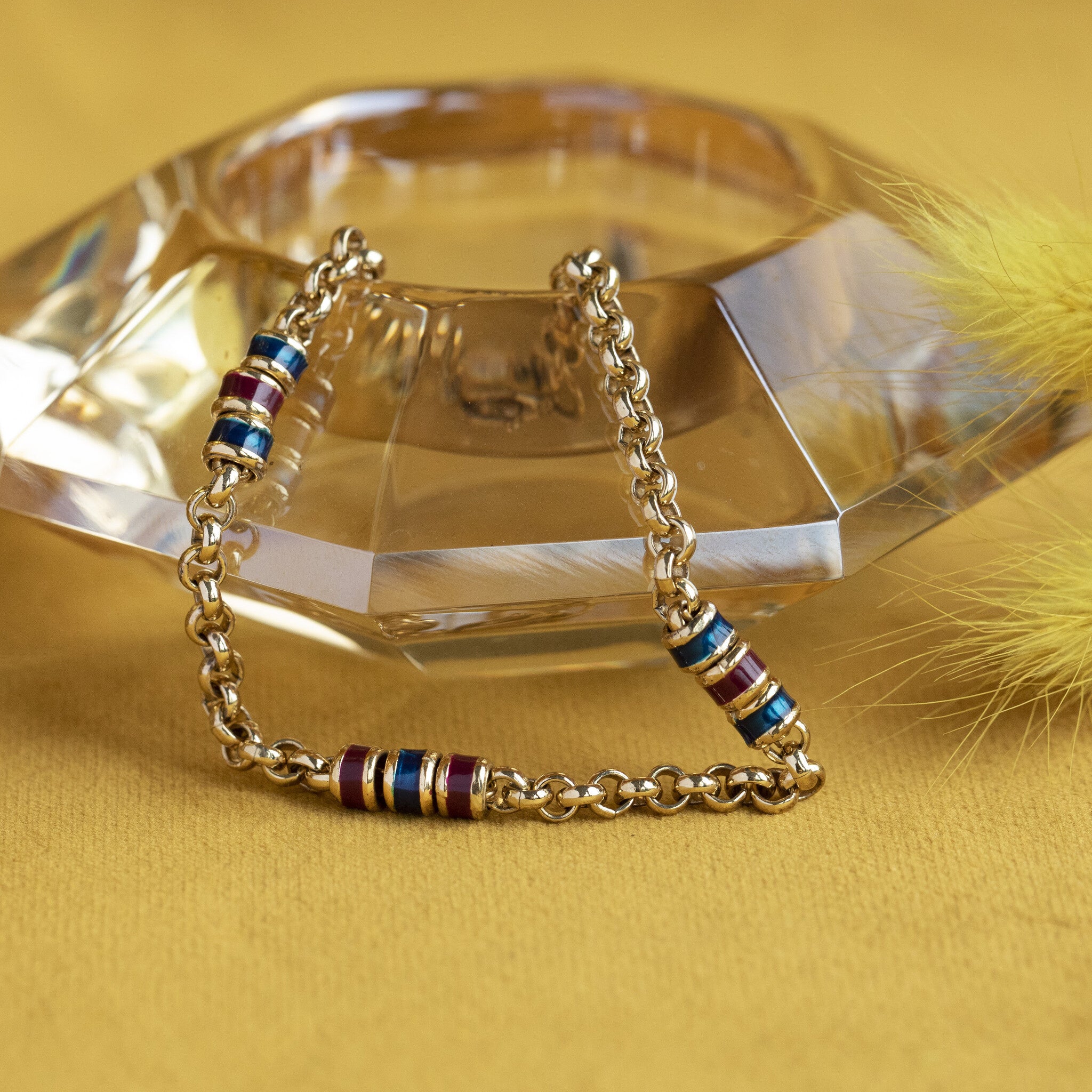 Vintage enamel bracelet, 19.5 cm, 9 kt
