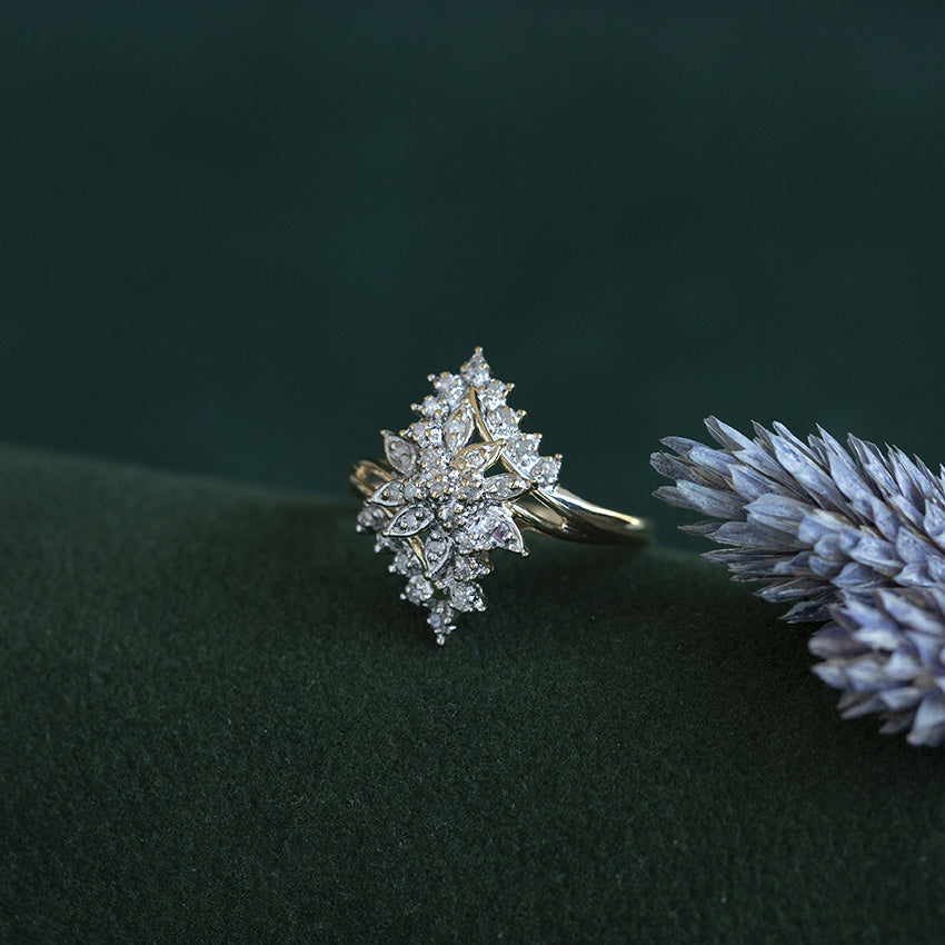Gouden vintage ring met diamant 14 krt