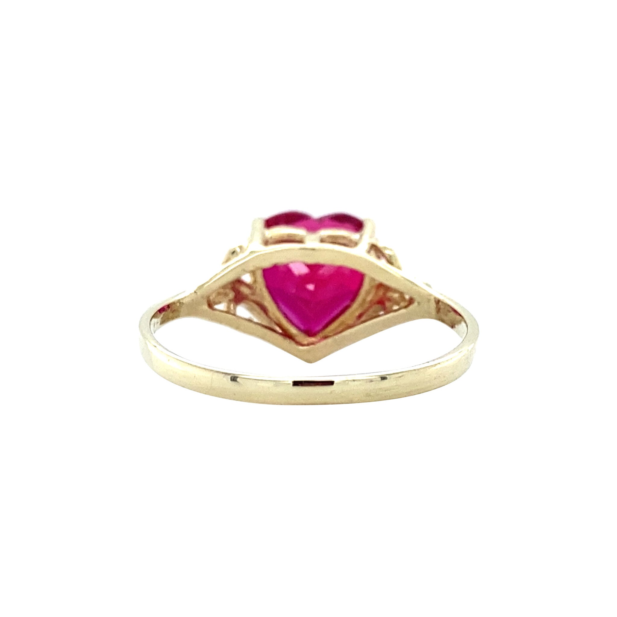 Vintage heart-shaped ring with ruby, 10 kt