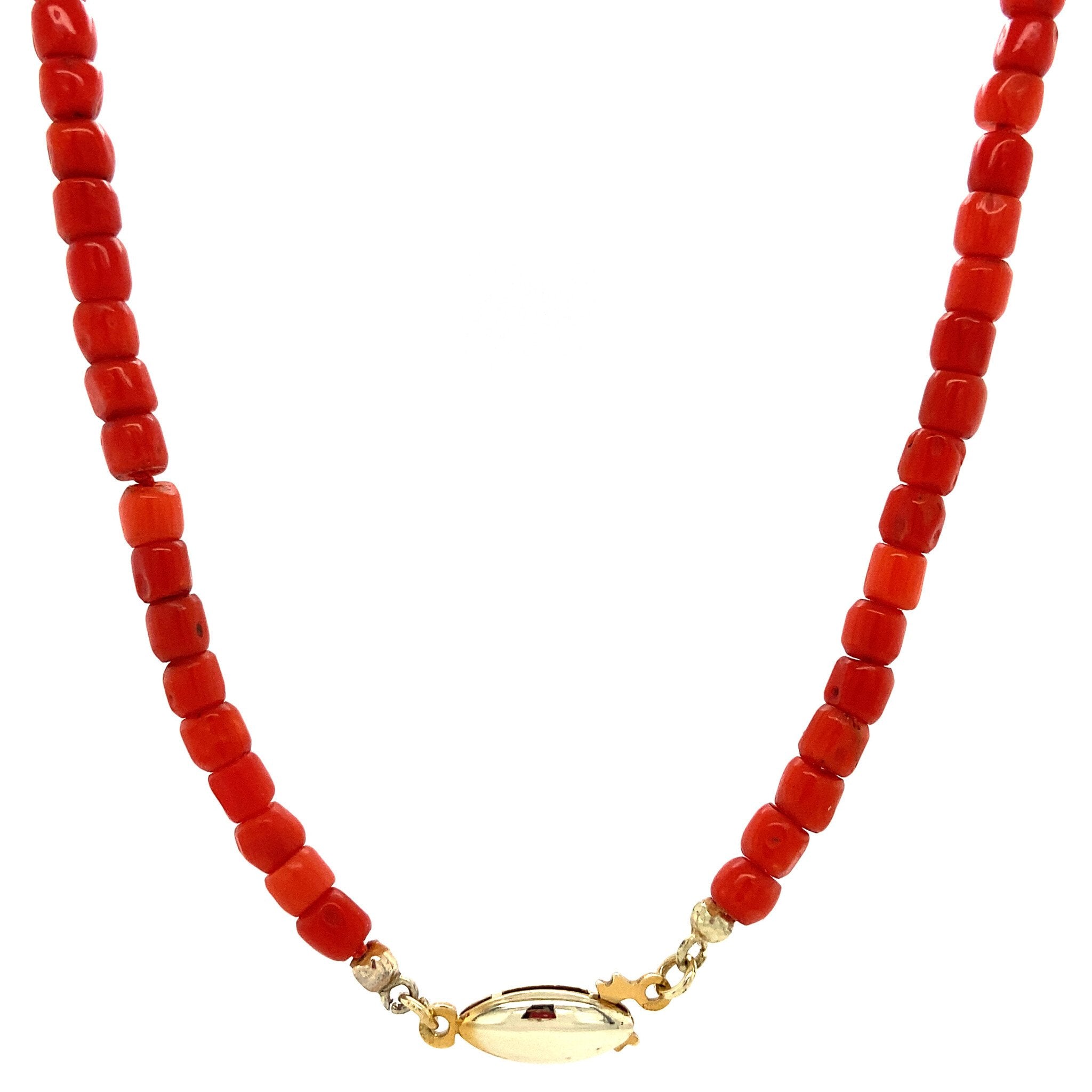Blood coral necklace with gold clasp 45 cm 14 krt