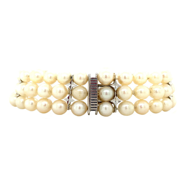 Vintage pearl bracelet with 14 kt gold clasp