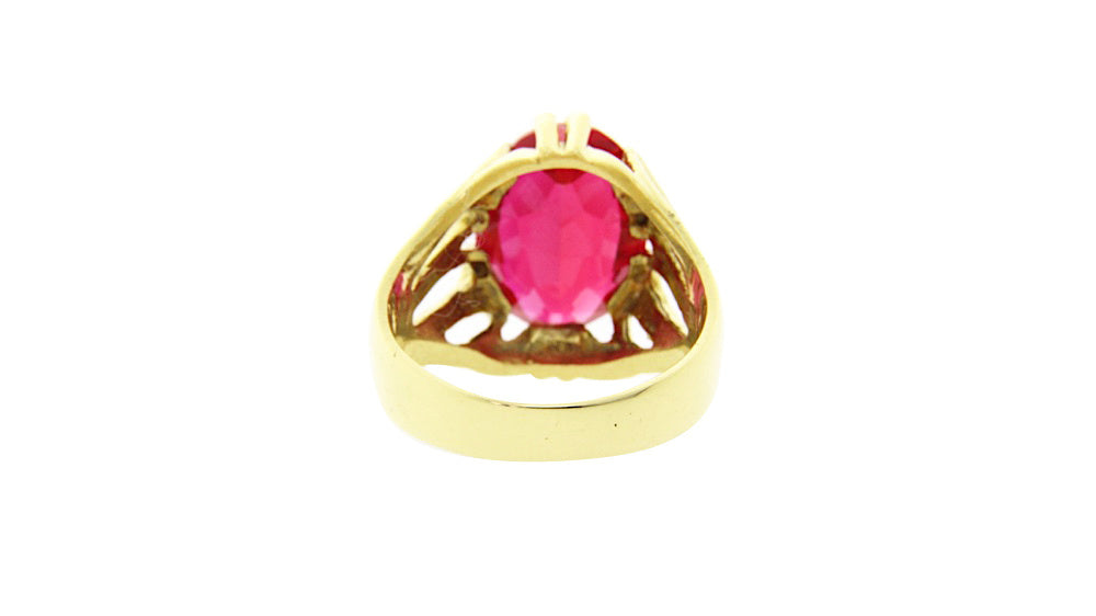 Gold ring with synthetic ruby 18 krt