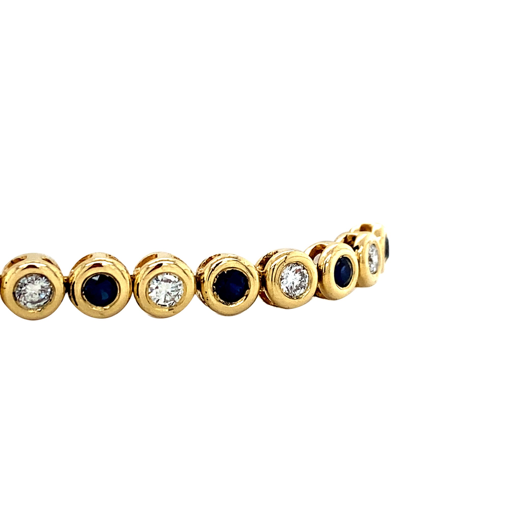 Vintage gold tennis bracelet with sapphire and diamond, 18 kt