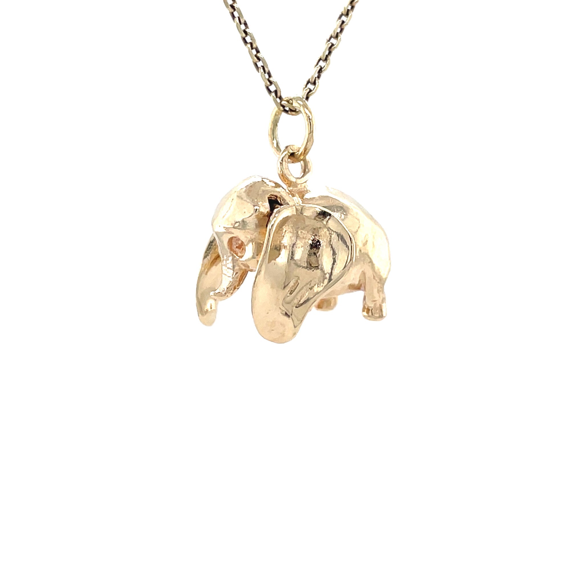 Gouden vintage olifant hanger 14 krt