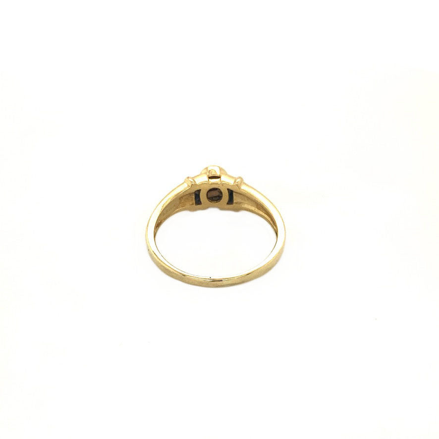 Gouden ring met saffier en diamant 18 krt