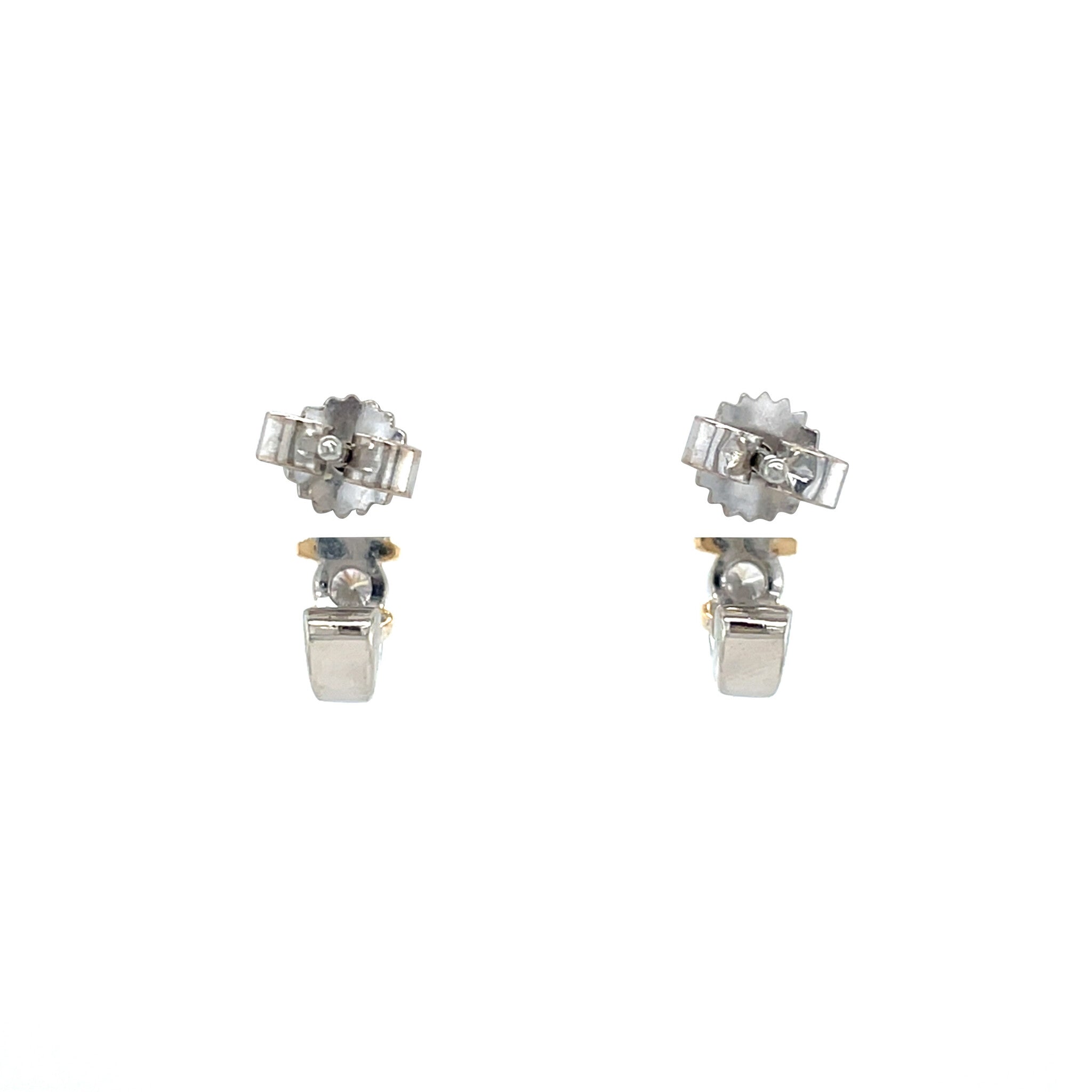 Bicolour gouden vintage oorstekers met saffier en diamant 14 krt