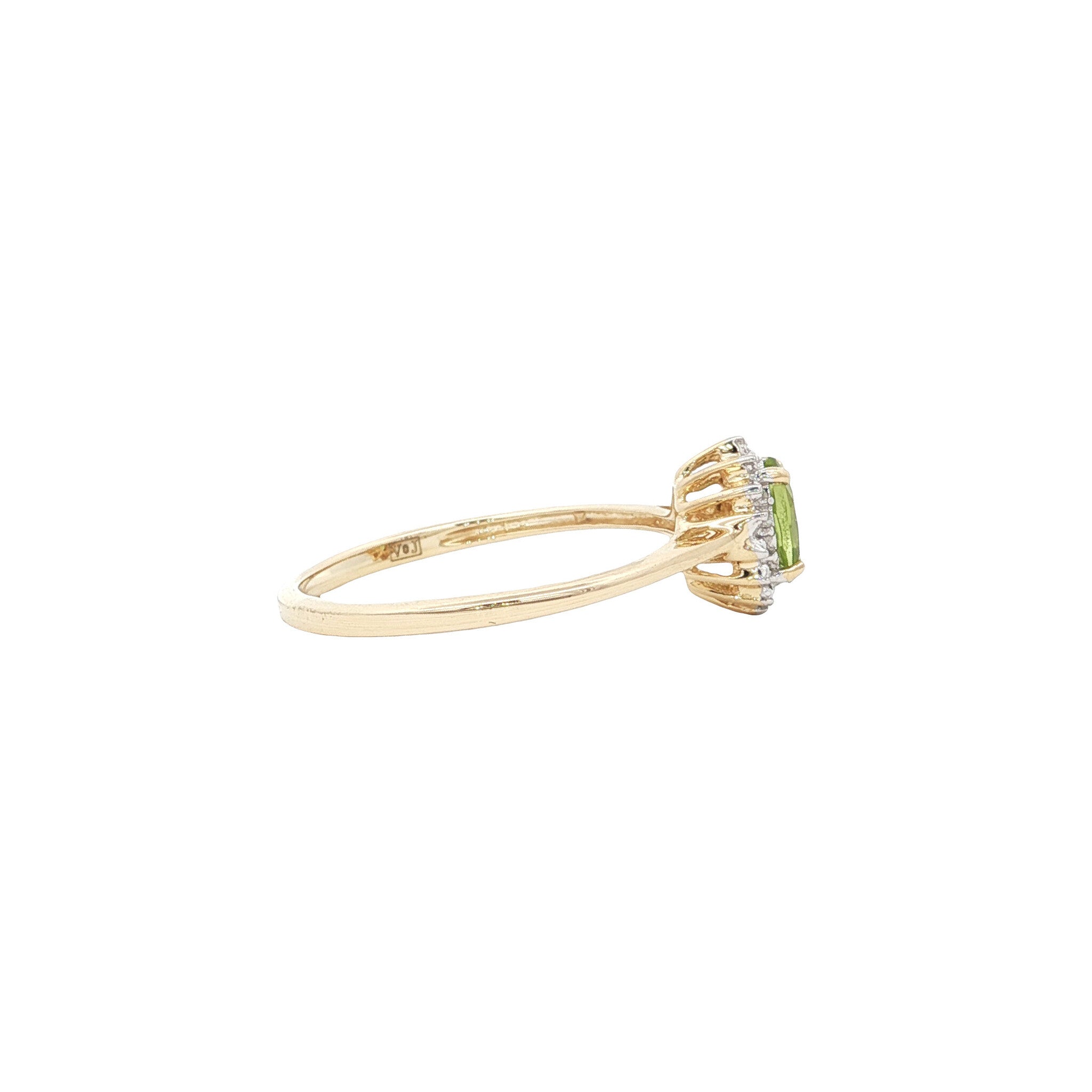Ring met peridoot en diamant 9 kt