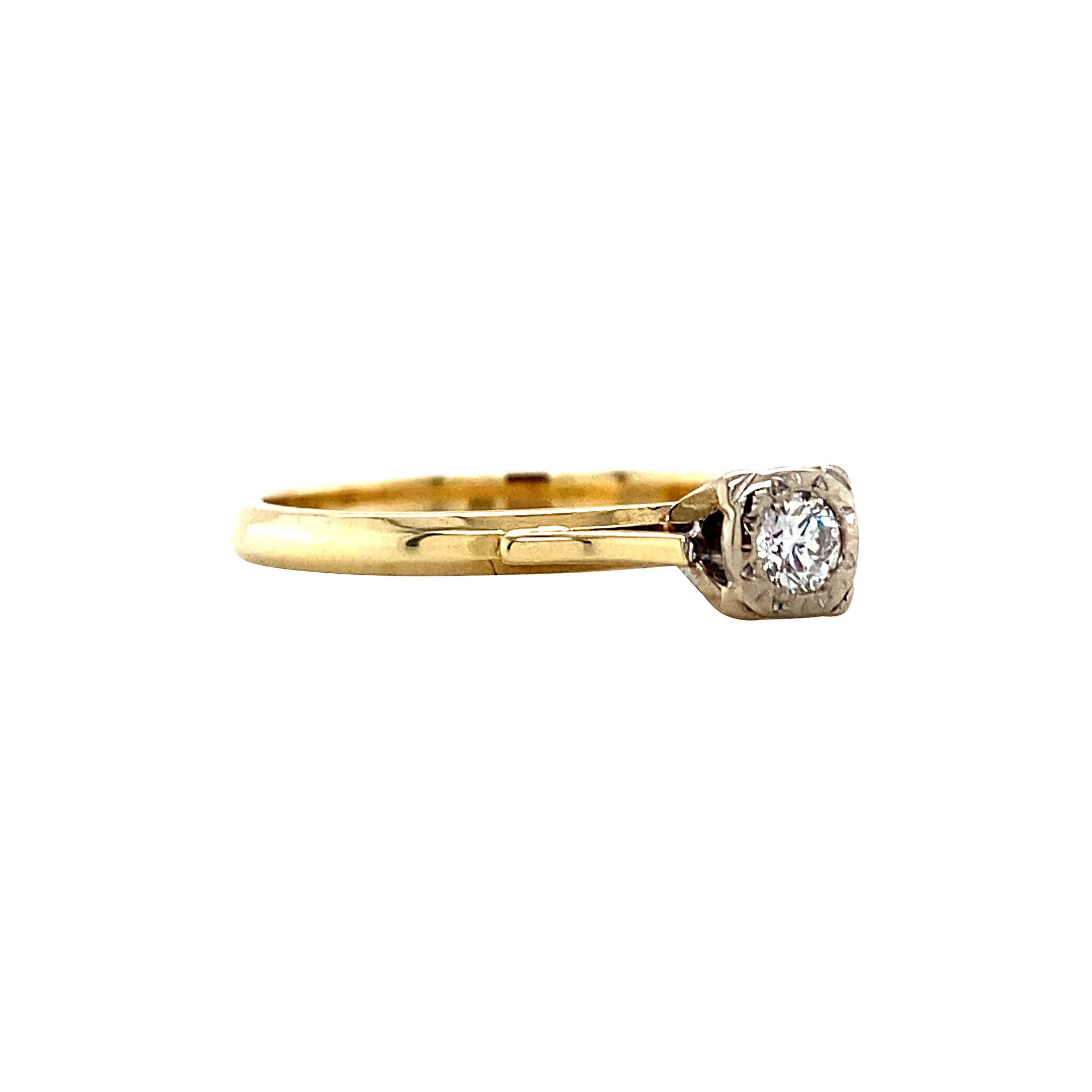 Gouden solitair ring met diamant 14 krt