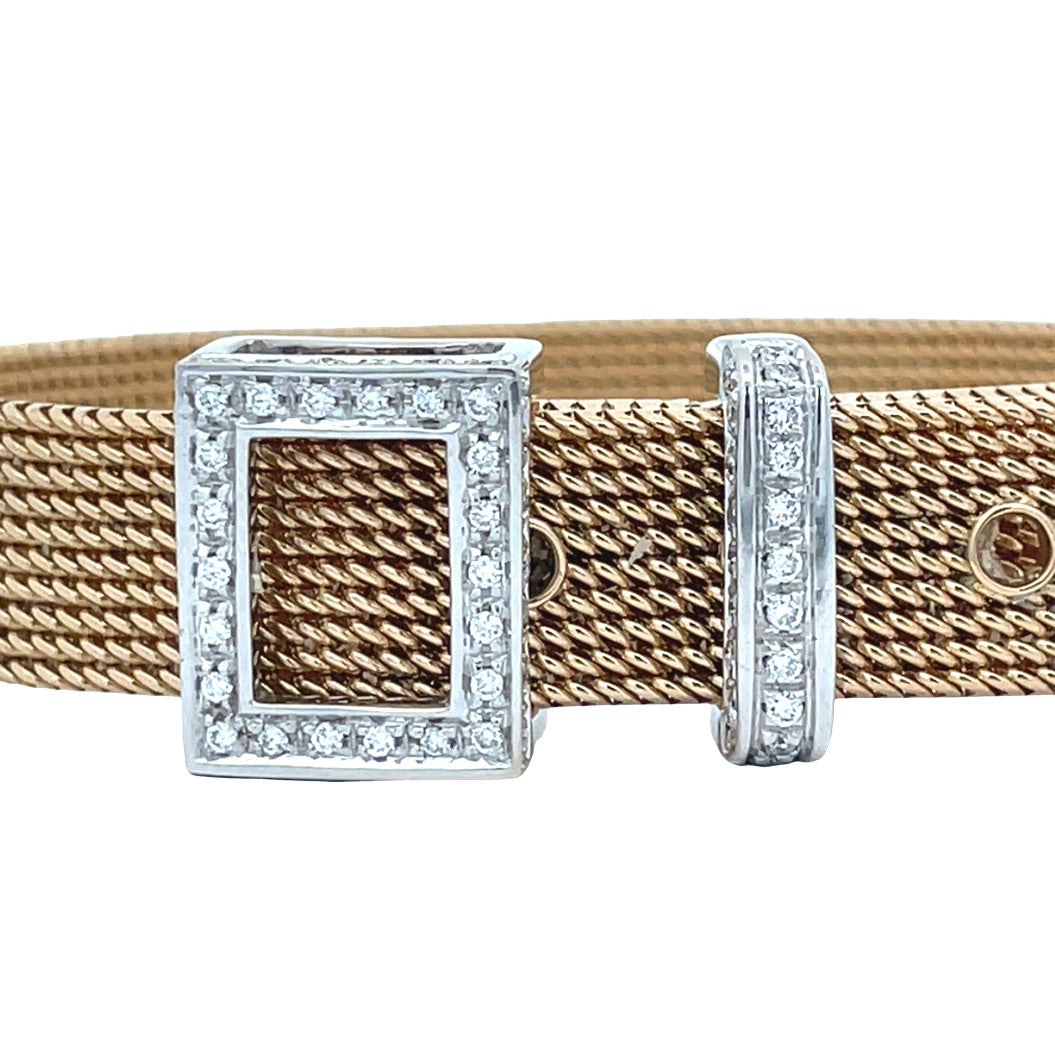 Bicolour gold vintage bracelet with diamond 18 kt