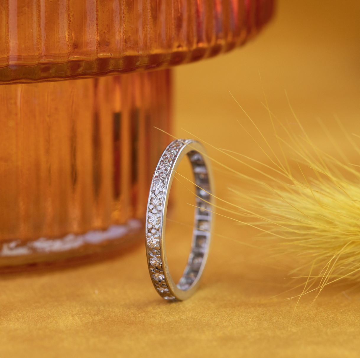 Platina alliance ring met diamant 950