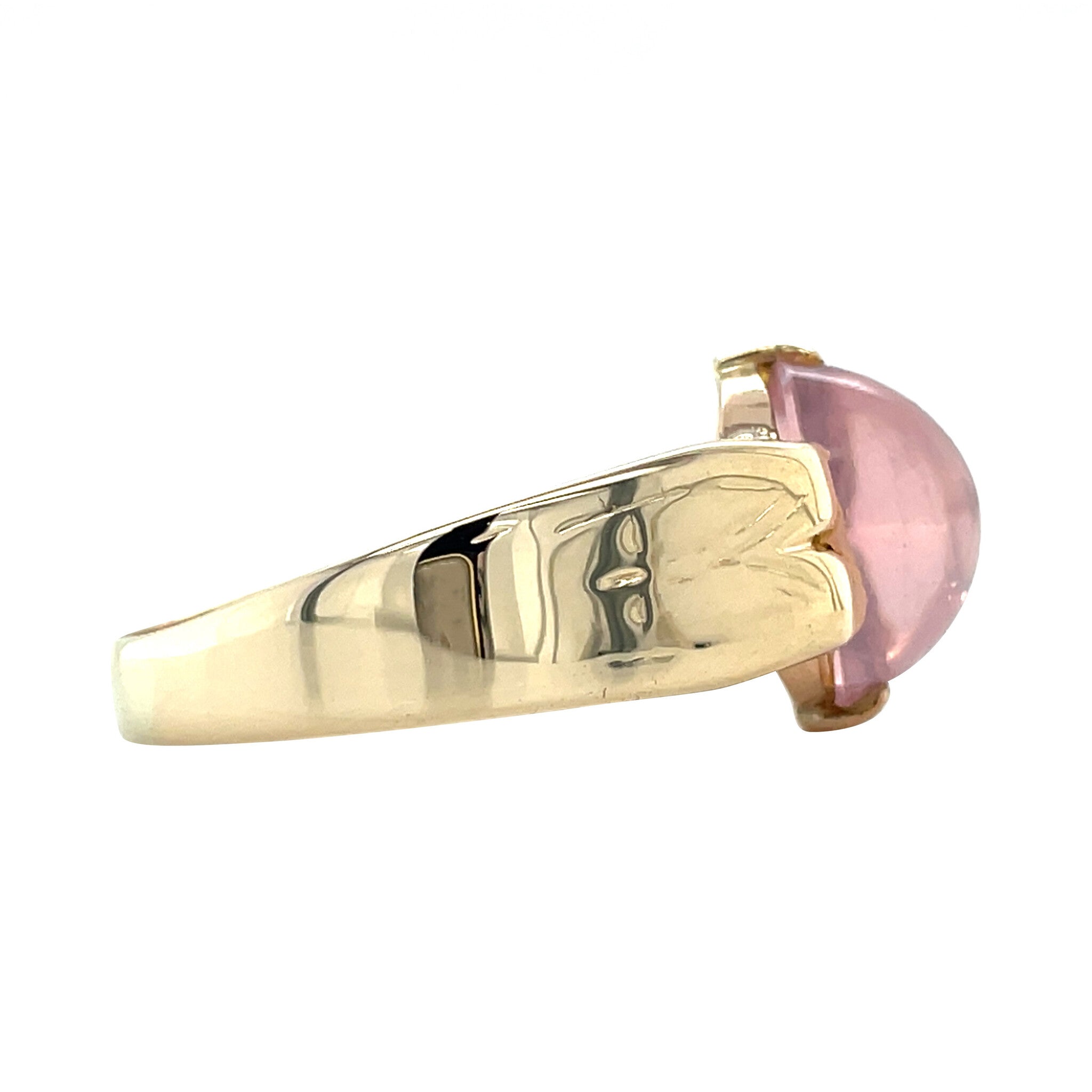 Gold vintage ring with star rose quartz 14 kt