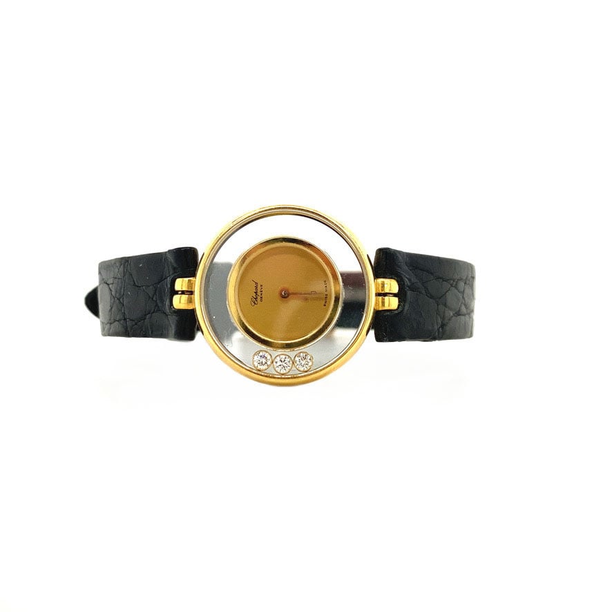 Gouden Chopard dameshorloge met diamant 18 krt