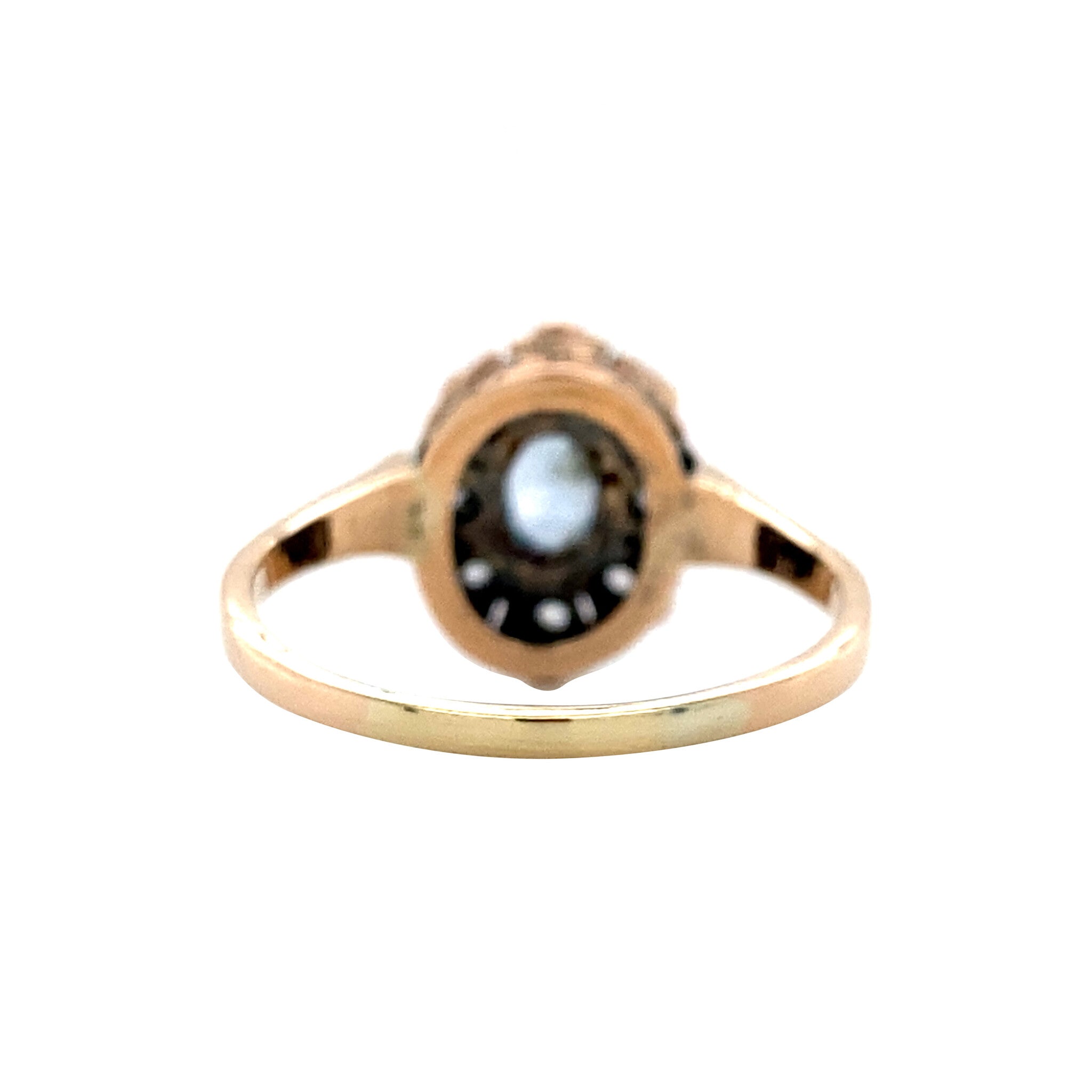 Rose-gold vintage entourage ring with spinel and rose diamond 14 kt/925
