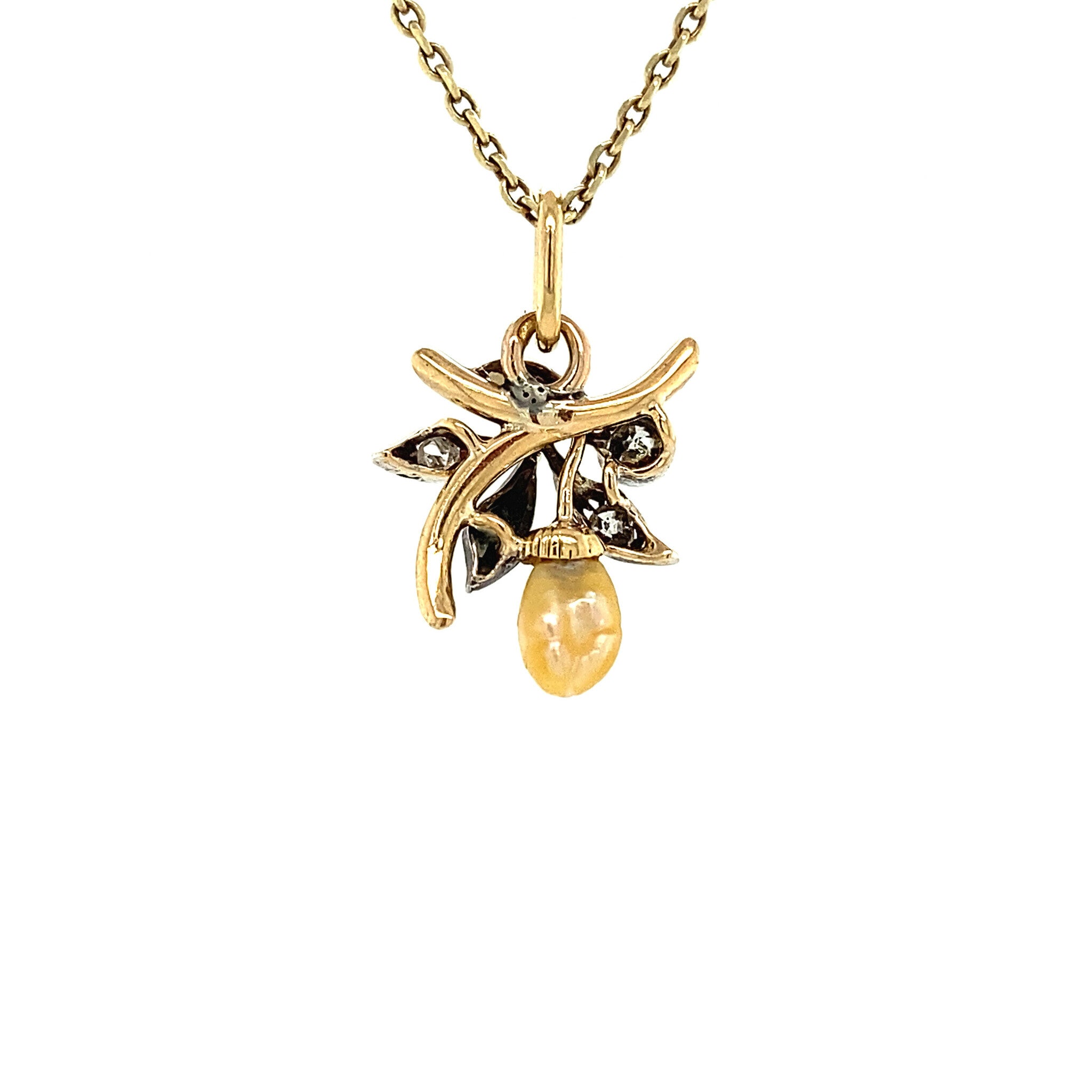 Gouden hanger met parel en diamant 14 krt