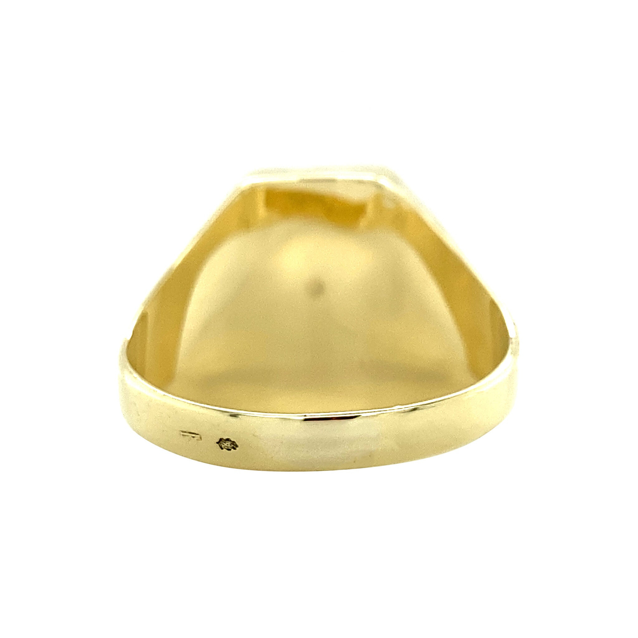 Gouden zegelring met blauwe laagsteen 14 krt