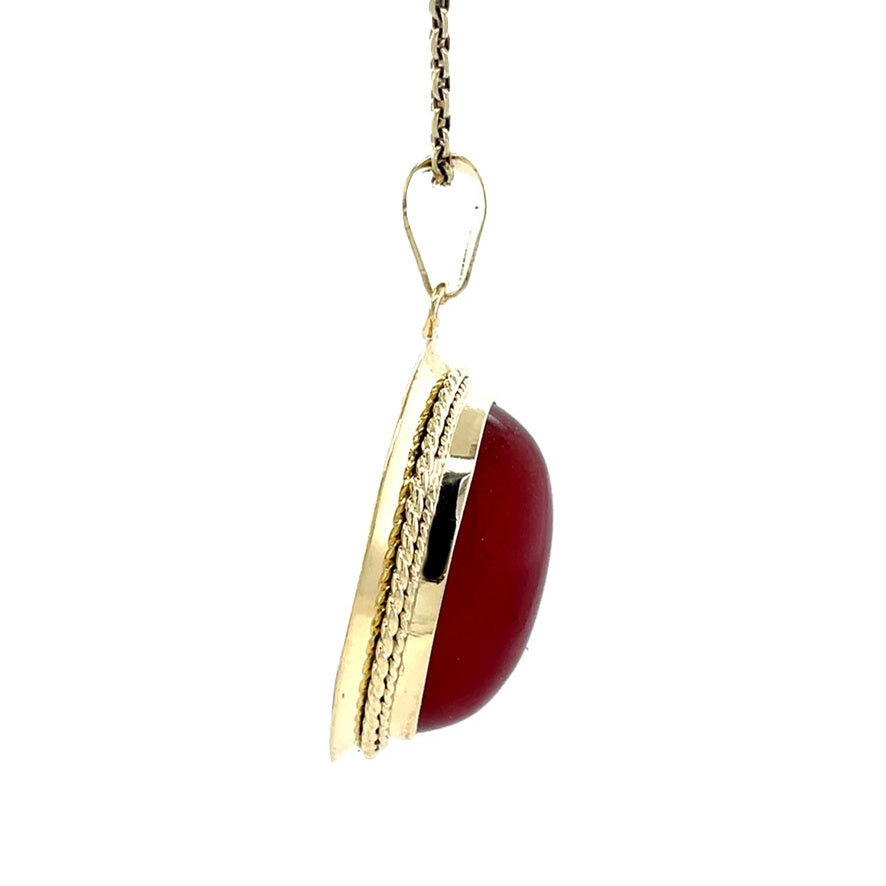 Gouden vintage hanger met carneool 14 krt