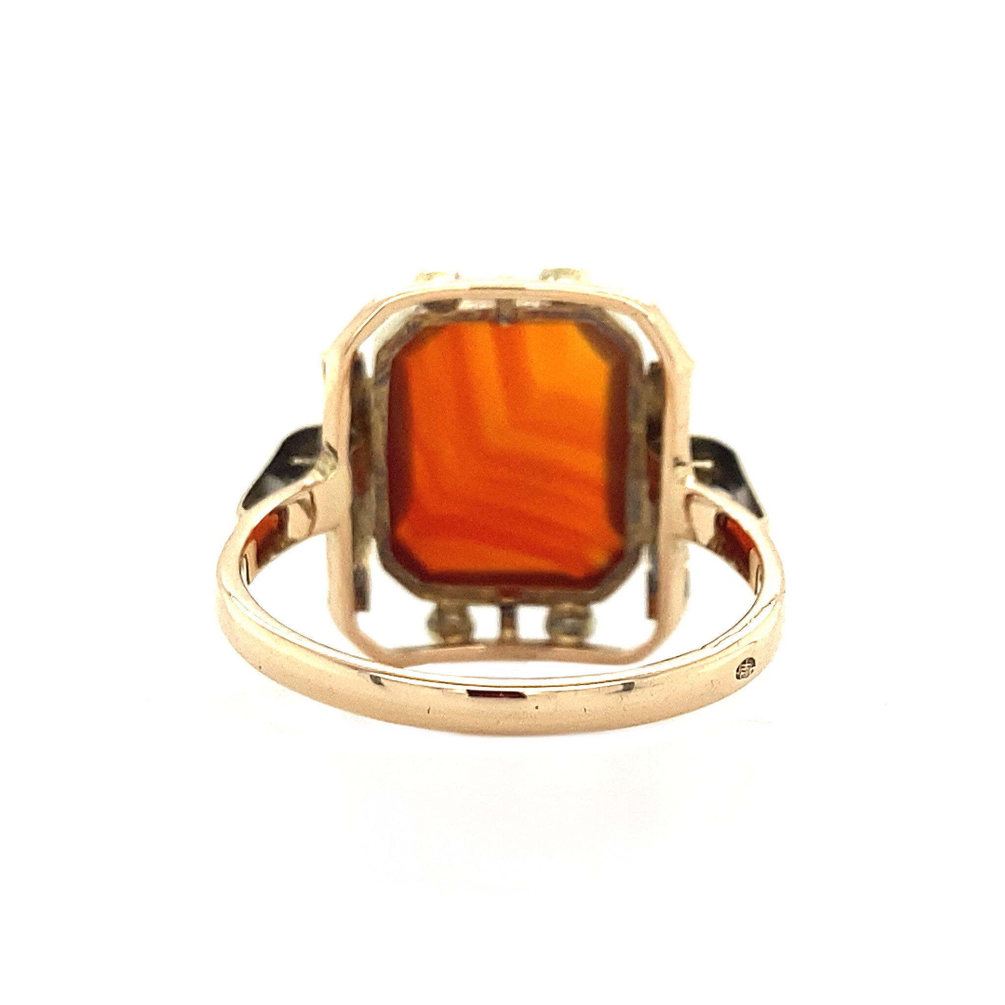 Ring met streepagaat 12 krt