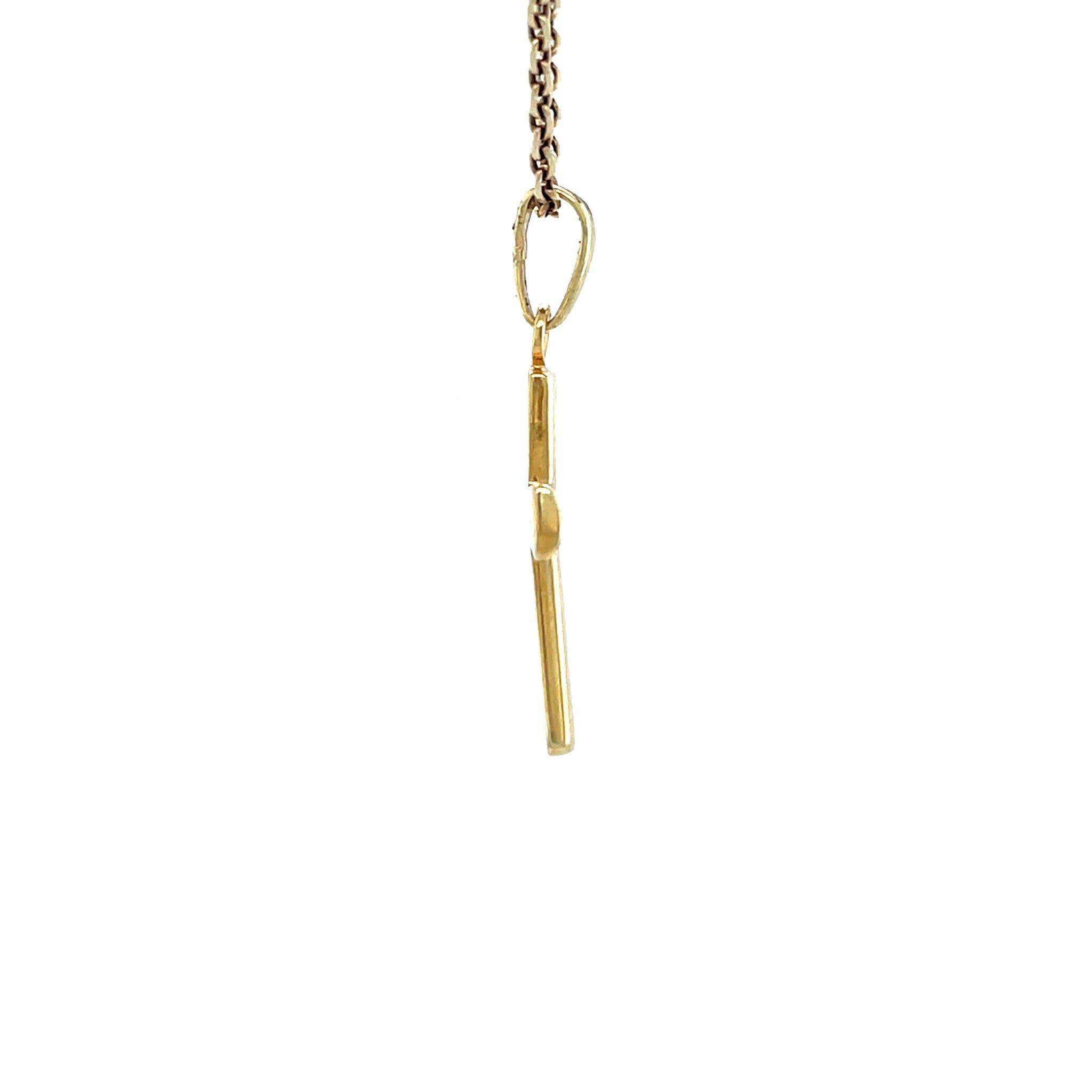 Gouden vintage kruis hanger met diamant 14 krt