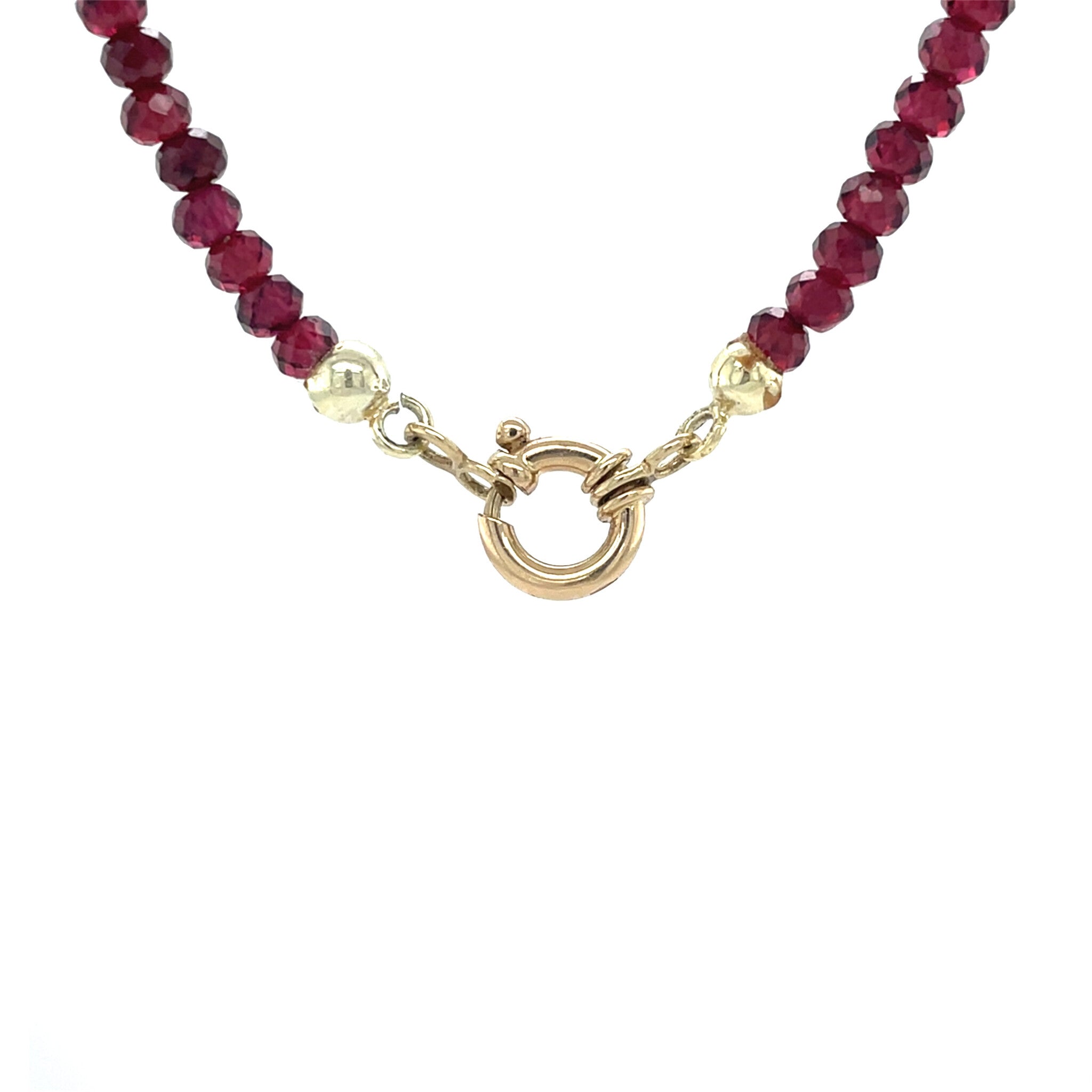 Vintage granaat collier met gouden sluiting 14 krt