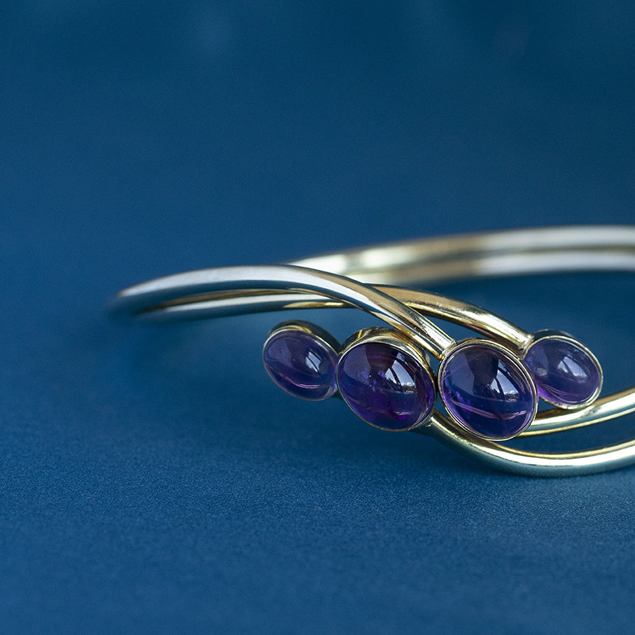 Vintage gouden armband met amethist 14 krt