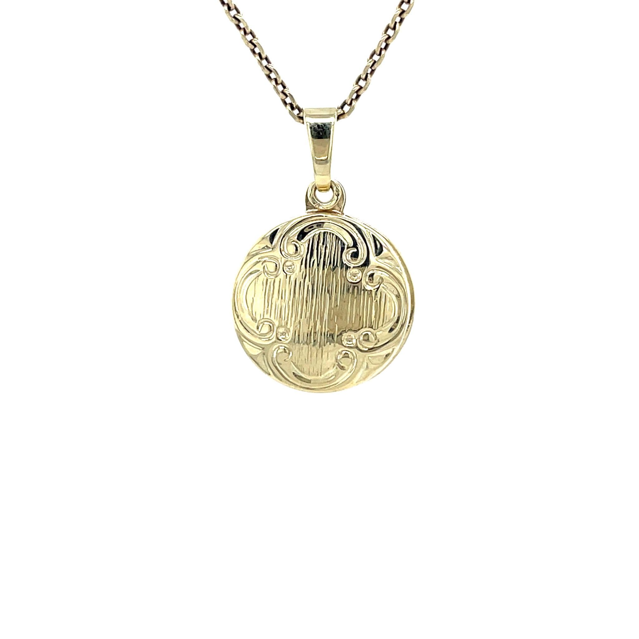 Vintage gold locket with engraving, 14 kt